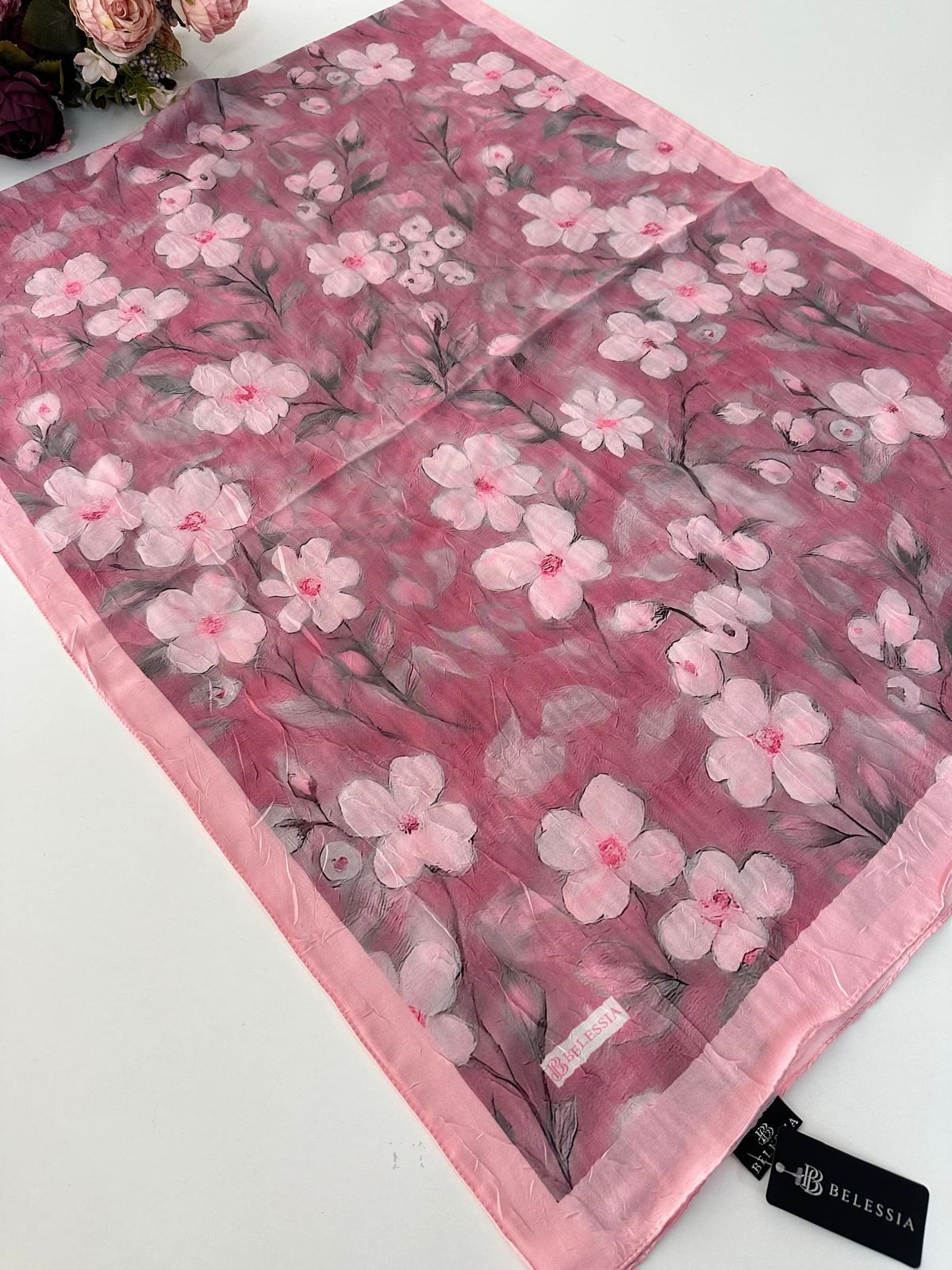 BELESSİA Desenli Kraş Şal Pembe Serisi BCE0306