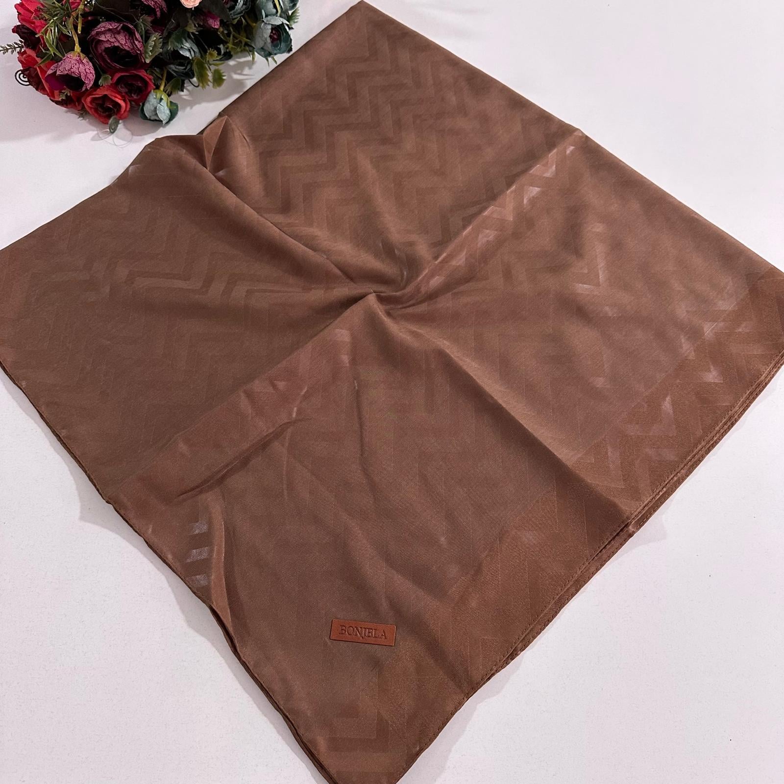 Bonjela Lento Eşarp Geometrik Desen Karamel LNT0327