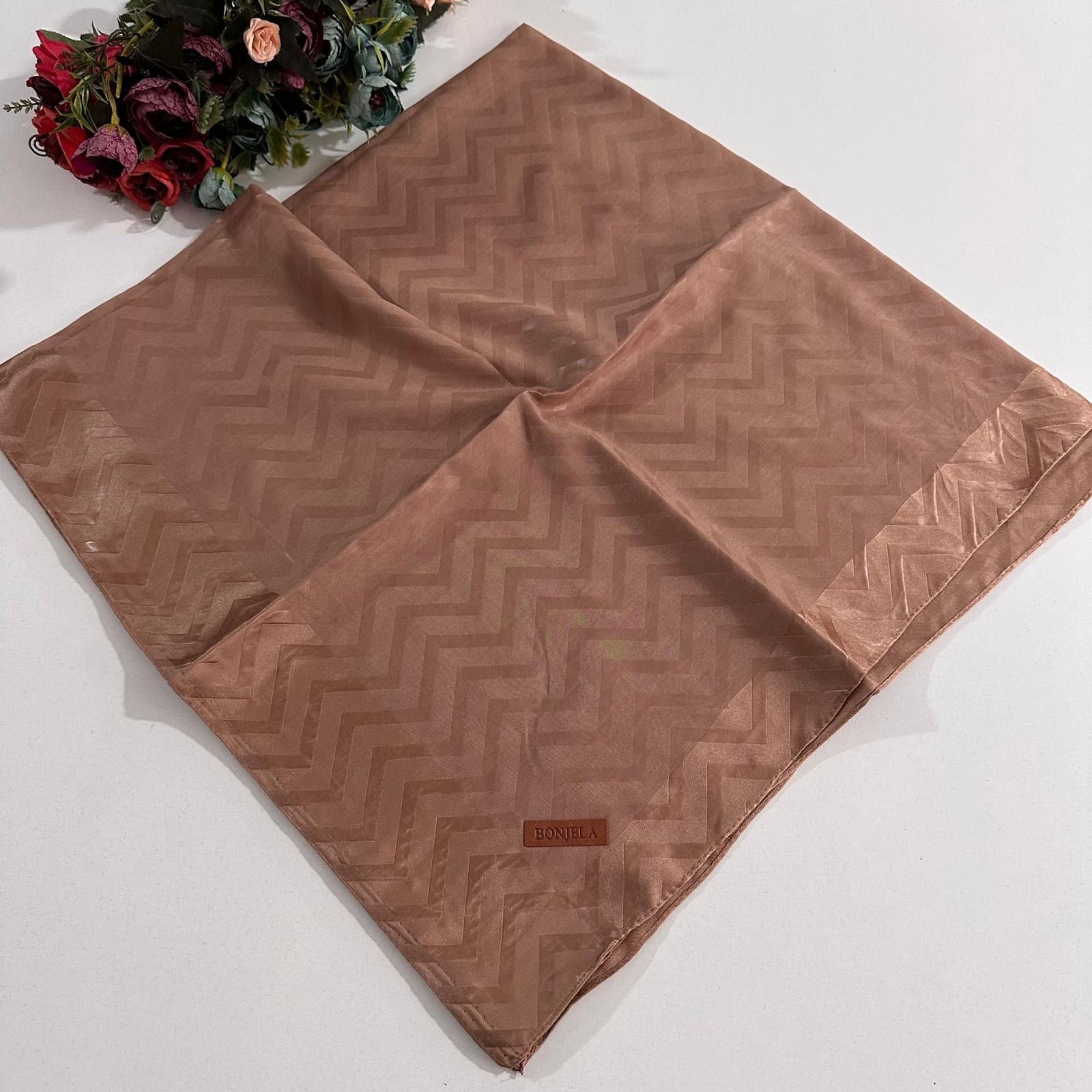 Bonjela Lento Eşarp Geometrik Desen Şeftali LNT0331