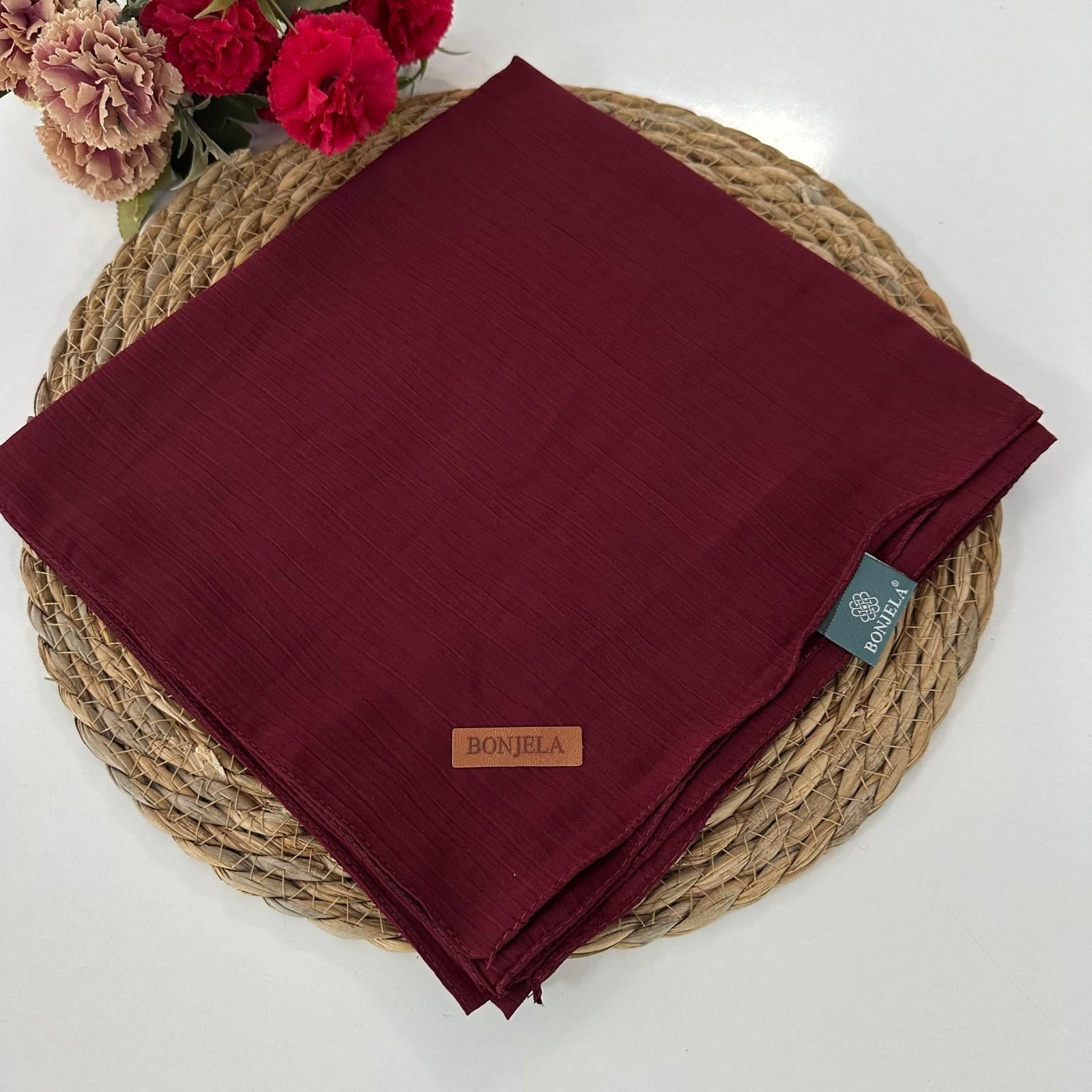 Bonjela Soft Krinkıl Eşarp Bordo NSY0211
