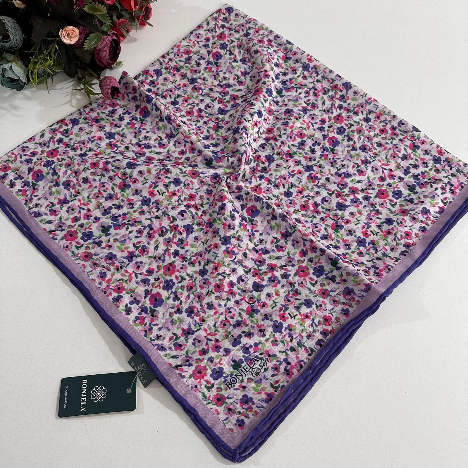 Bonjela Soft Pamuklu Eşarp Efsane Çiçek Desen LDB4506