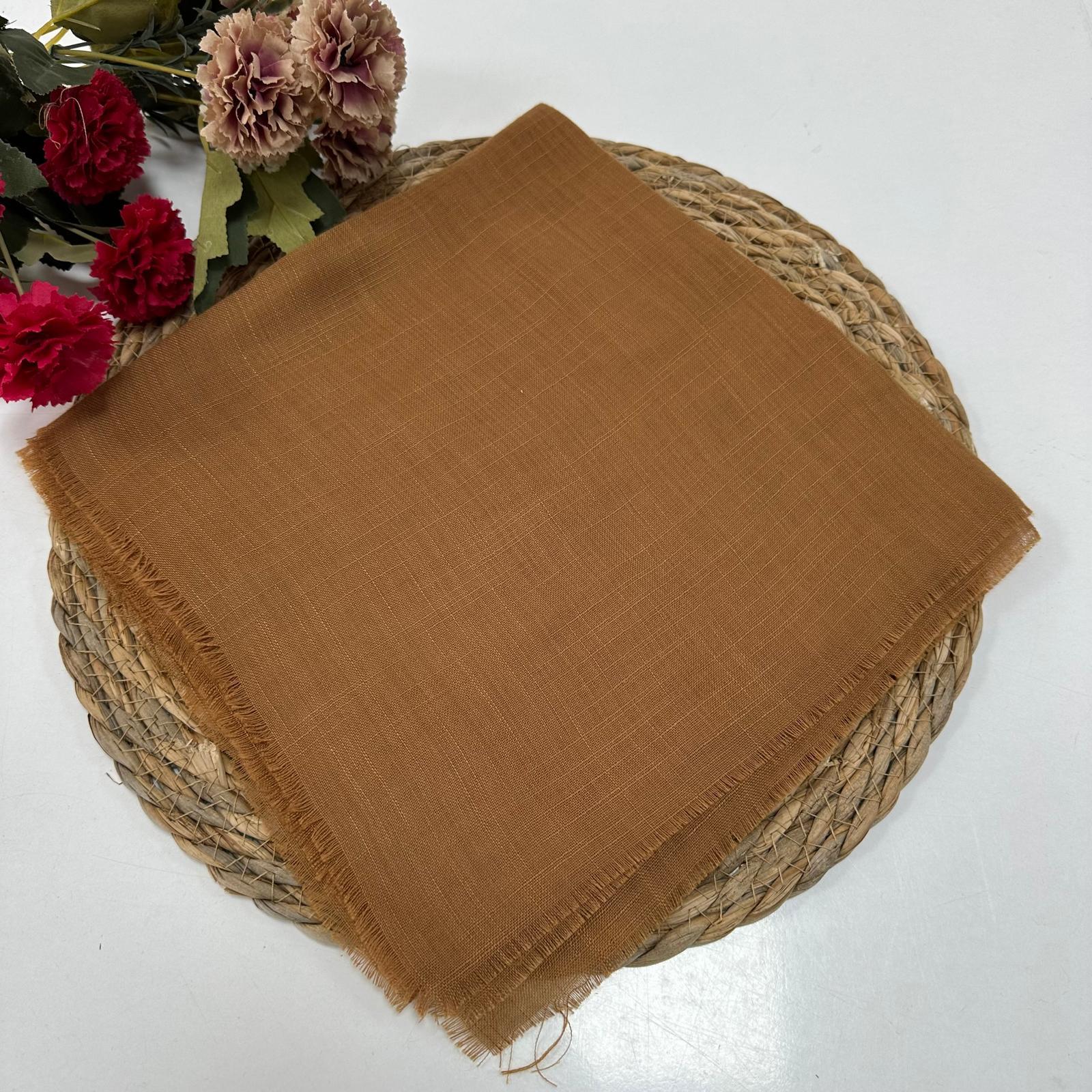 Düz Renk Flamlı Eşarp Hardal KBR0128
