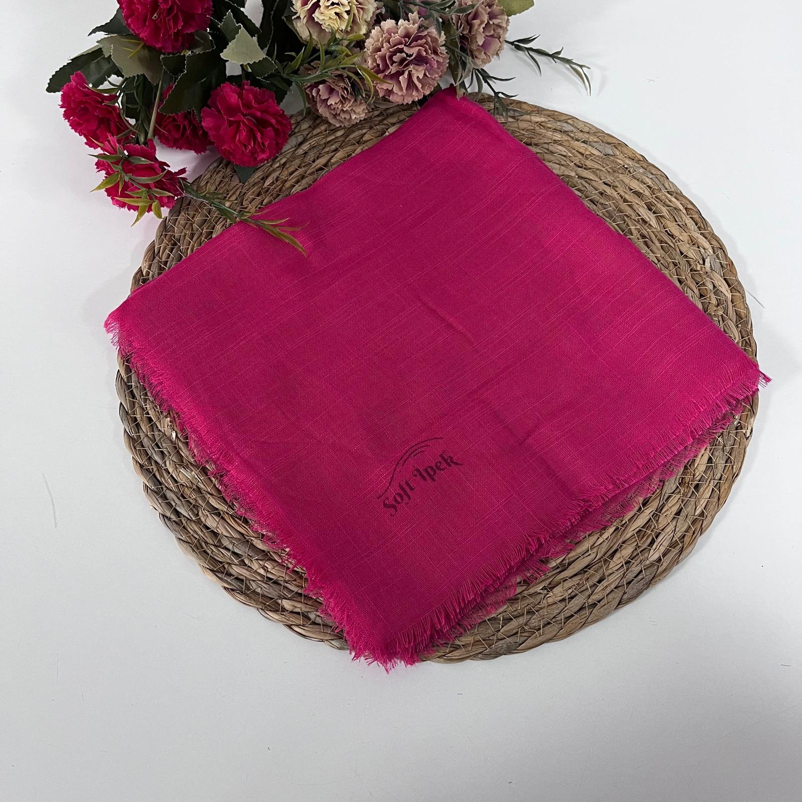 Düz Renk Flamlı Eşarp Pembe KBR0318