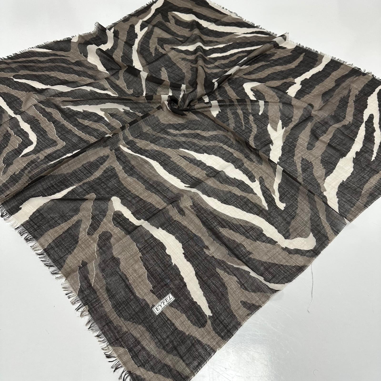 Eyfel Flamlı Pamuklu Eşarp Zebra Desen PFE3603