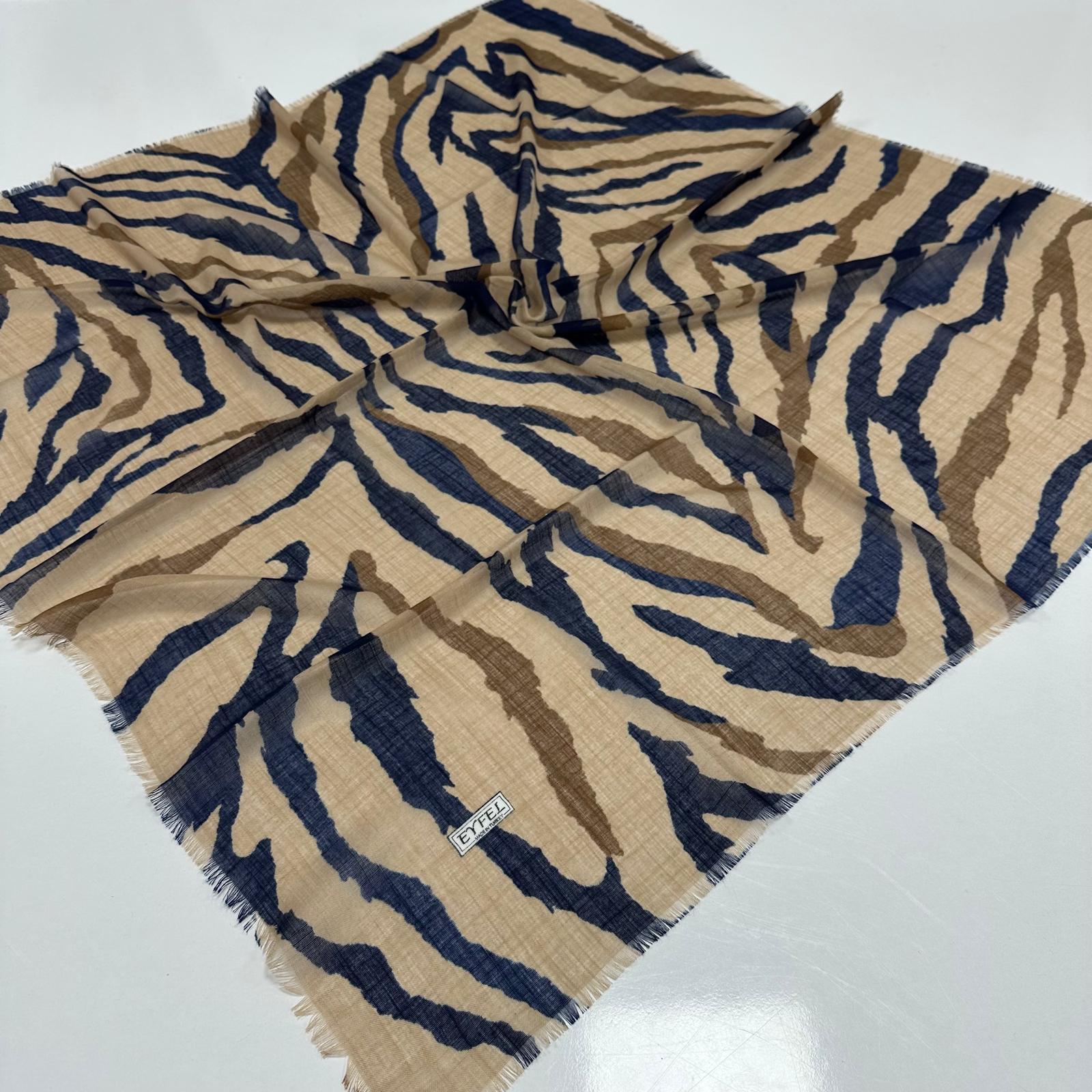 Eyfel Flamlı Pamuklu Eşarp Zebra Desen PFE3610