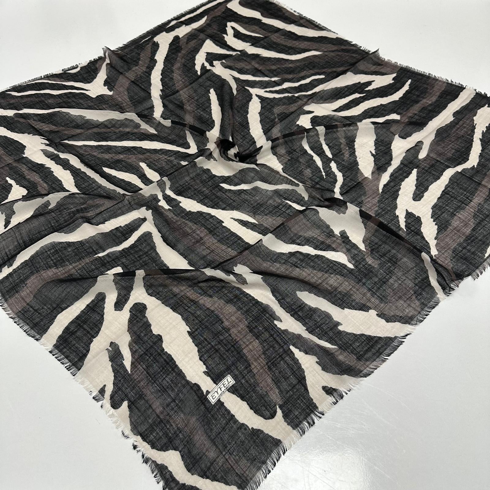 Eyfel Flamlı Pamuklu Eşarp Zebra Desen PFE3613