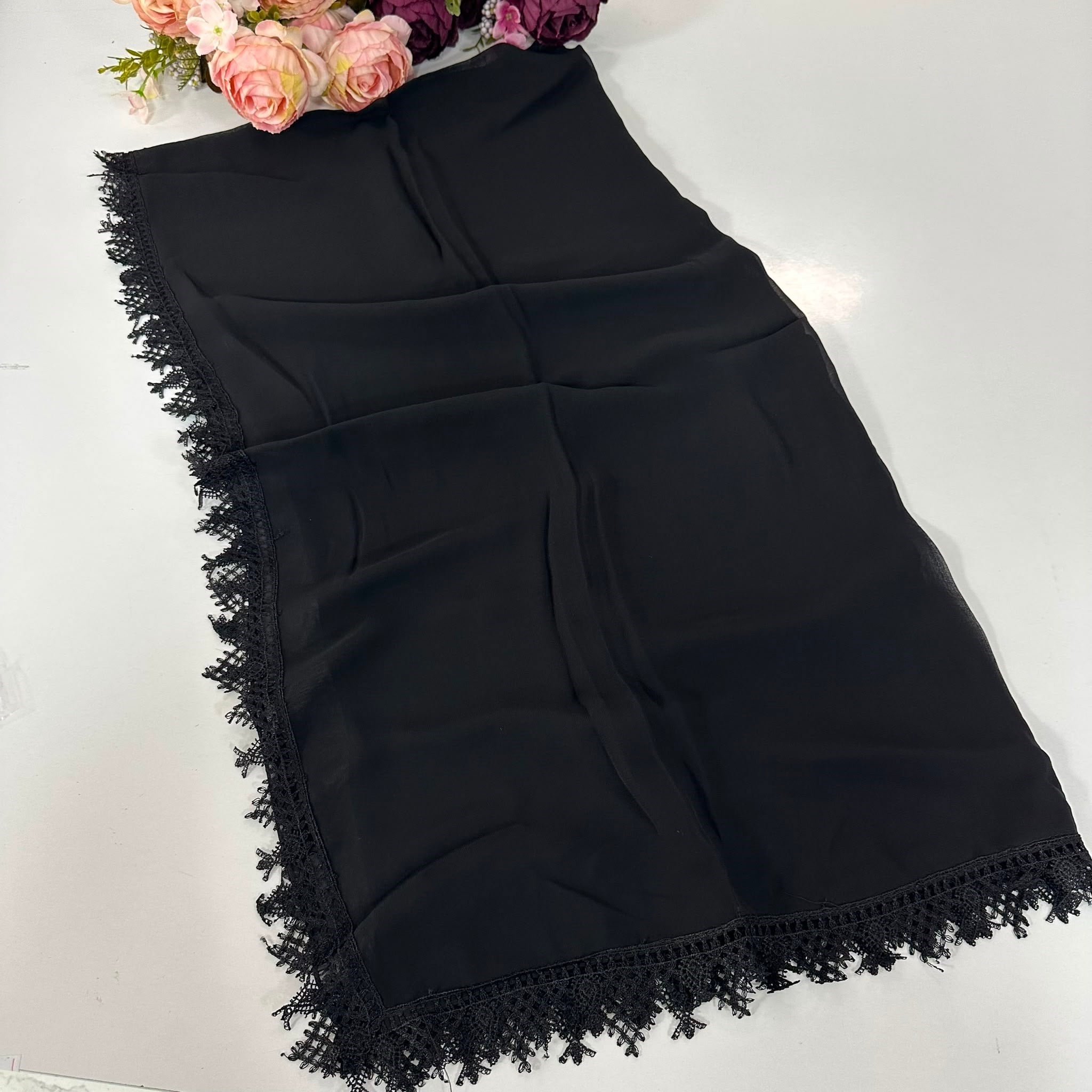 Güpürlü Namaz Mevlüt Örtüsü Siyah NMZ0101