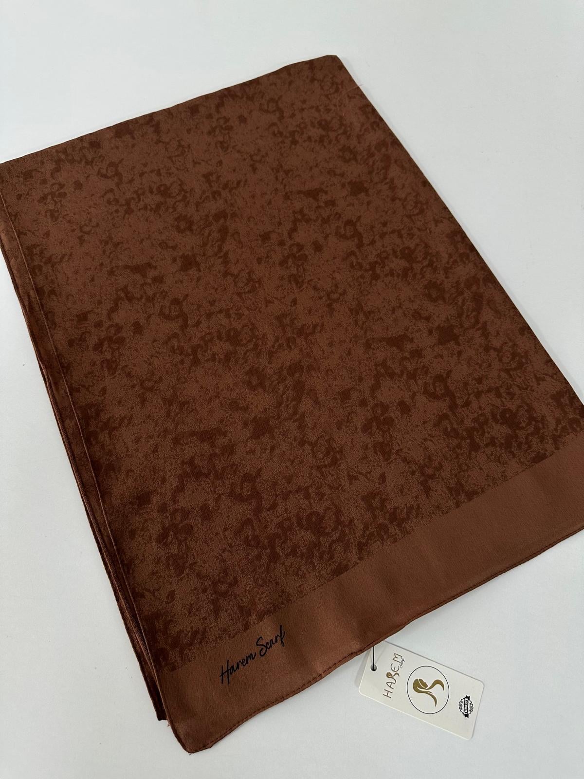 Harem Desenli Pamuk Gold Silvia Çikolata Şal HFW0320