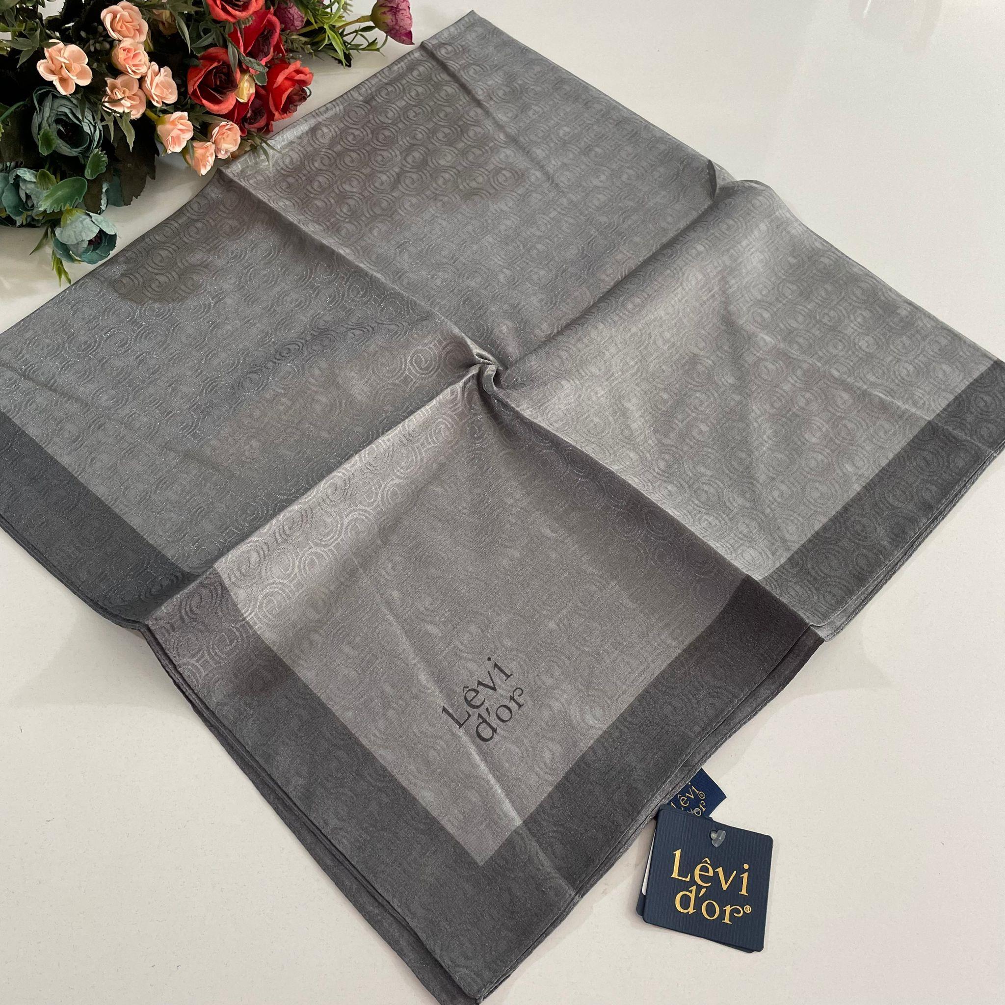 Levidor Premium Monogram Eşarp Gri-Antrasit GX0220