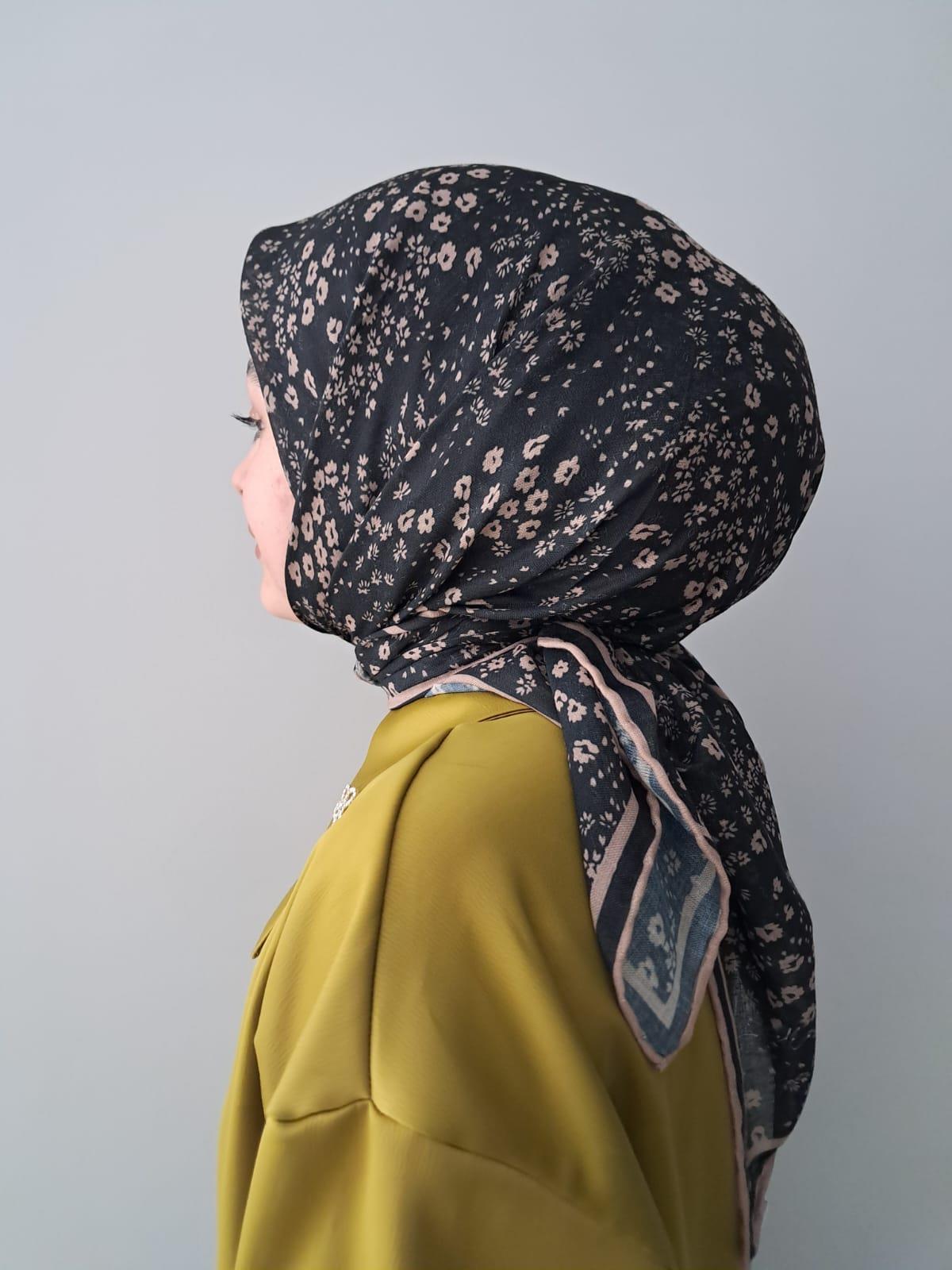 Locella Soft Pamuklu Eşarp Siyah-Kahve Serisi LDFA6904