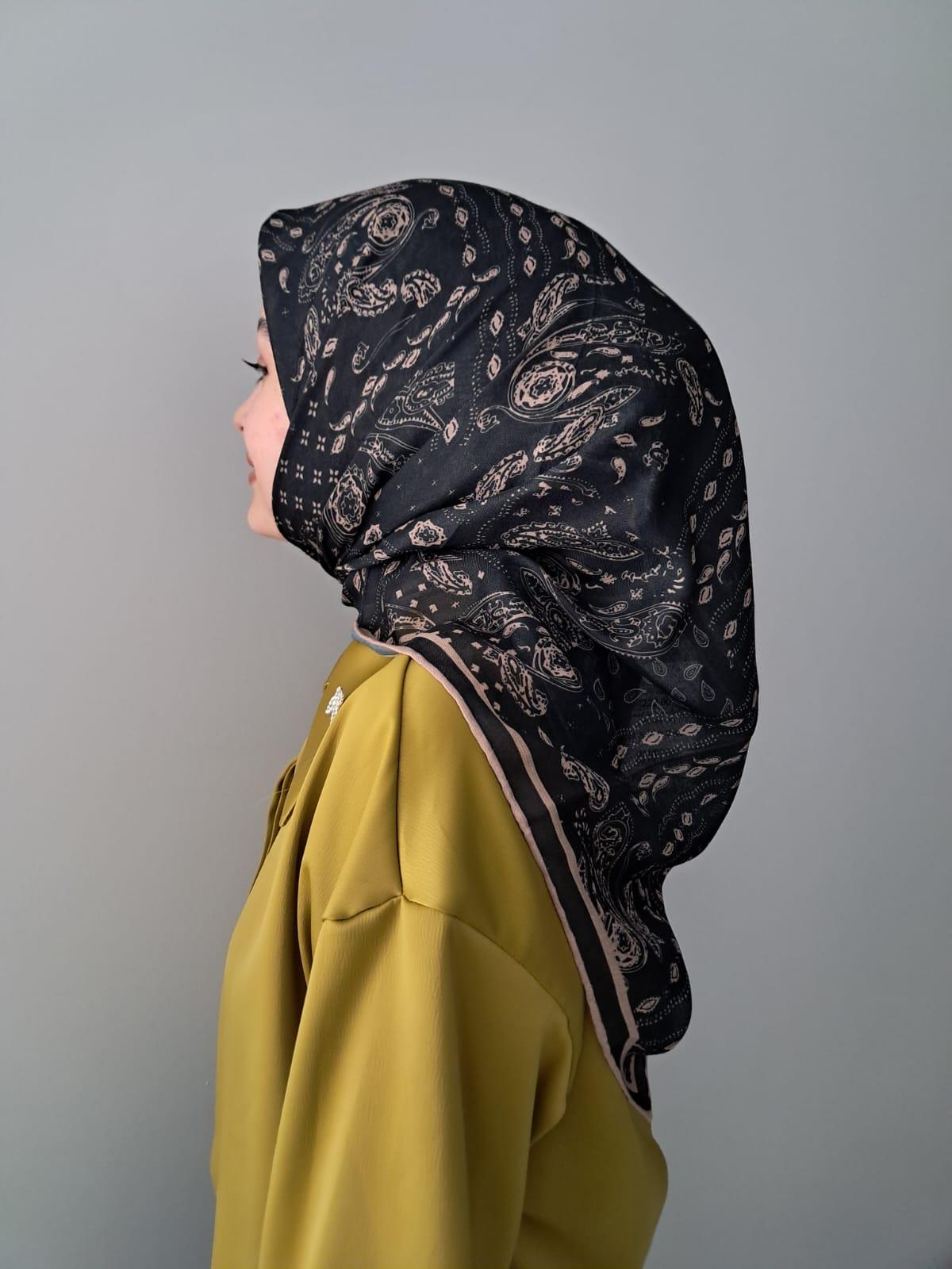 Locella Soft Pamuklu Eşarp Siyah-Kahve Serisi LDFA6907