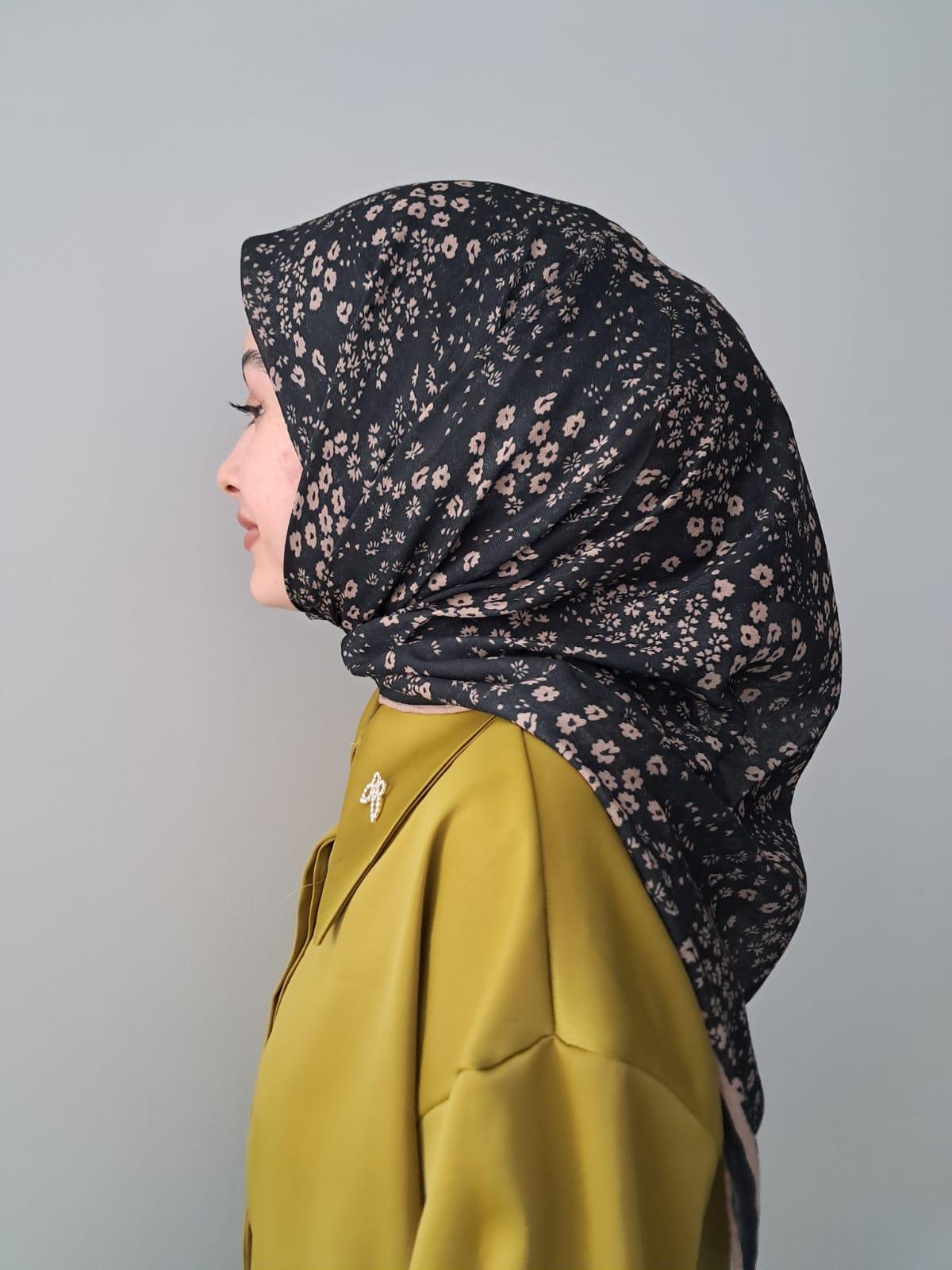 Locella Soft Pamuklu Eşarp Siyah-Kahve Serisi LDFA6904