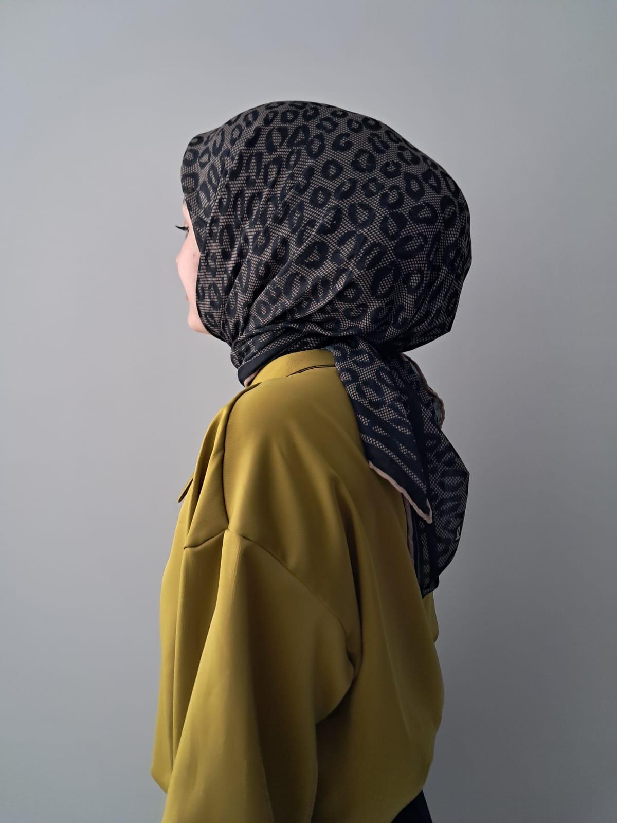 Locella Soft Pamuklu Eşarp Siyah-Kahve Serisi LDFA6910