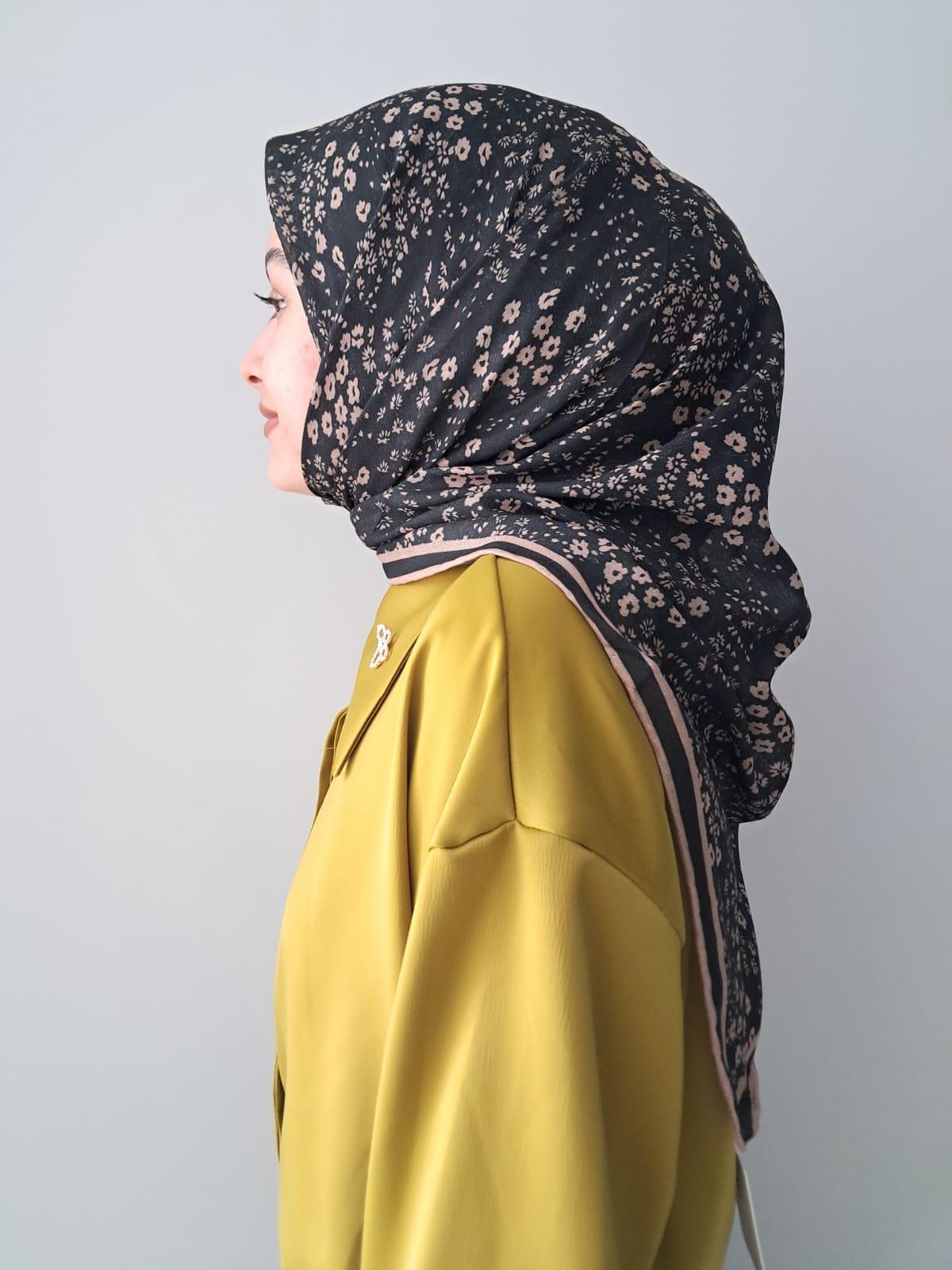 Locella Soft Pamuklu Eşarp Siyah-Kahve Serisi LDFA6904