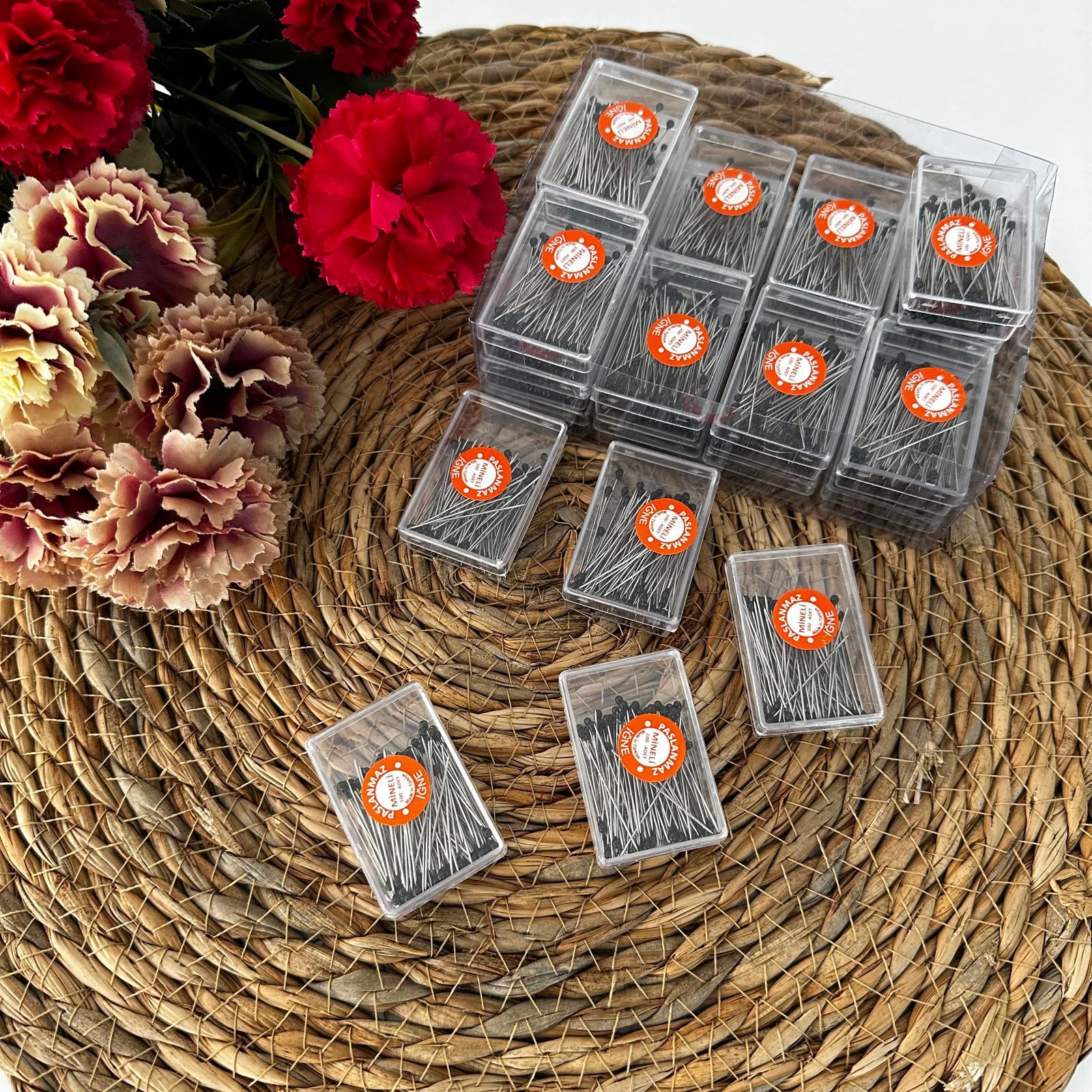Minelli İpek İğne Siyah 1 Kutu 24 Paket - Paket İçi 100 adet İğne