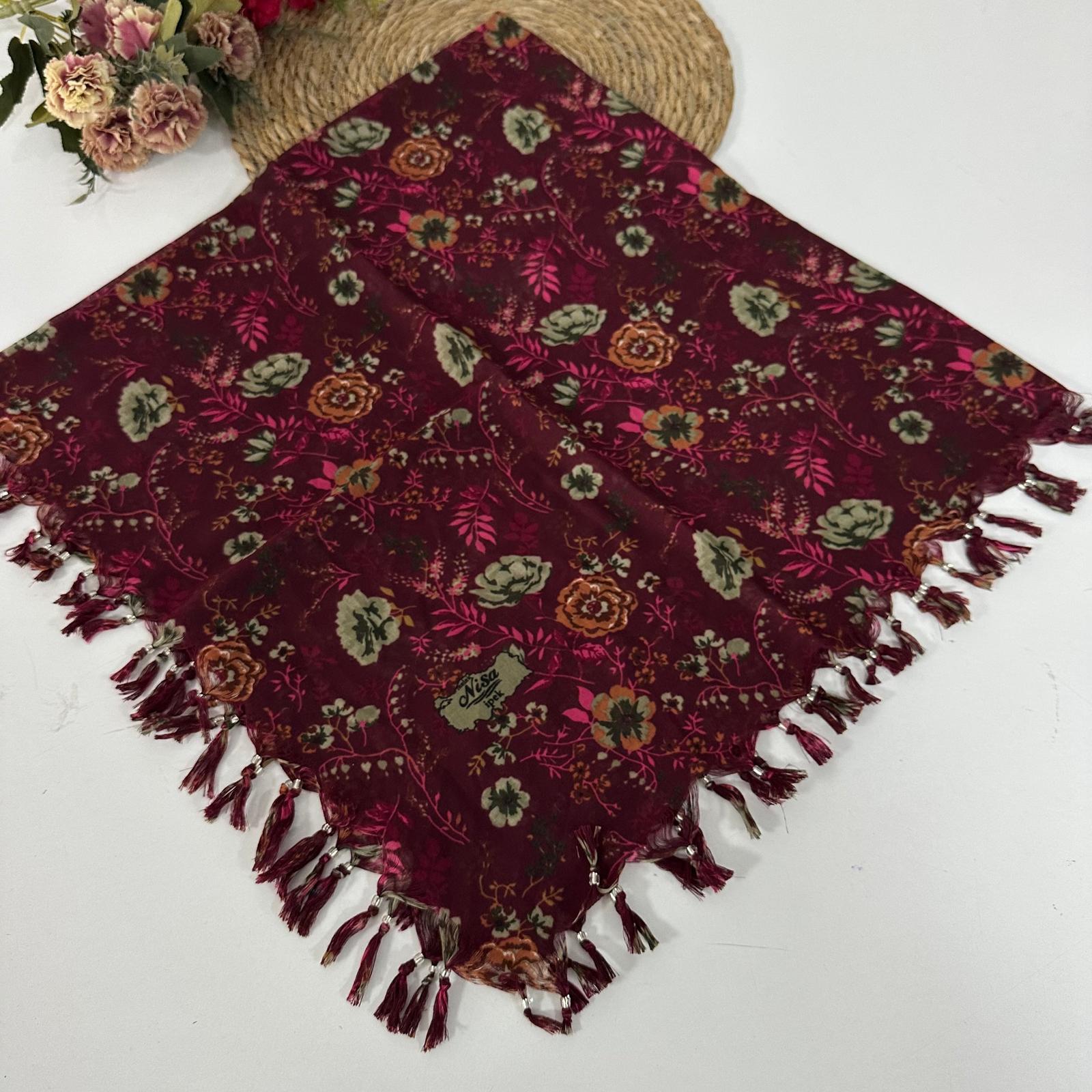 Nisa İpek Sökme Boncuklu Eşarp  SBC2317