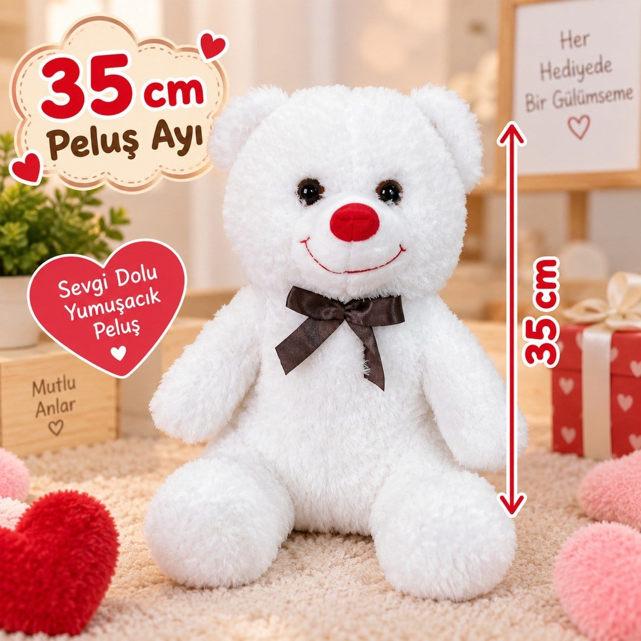 Peluş Ayıcık 35 cm Beyaz YNC0501