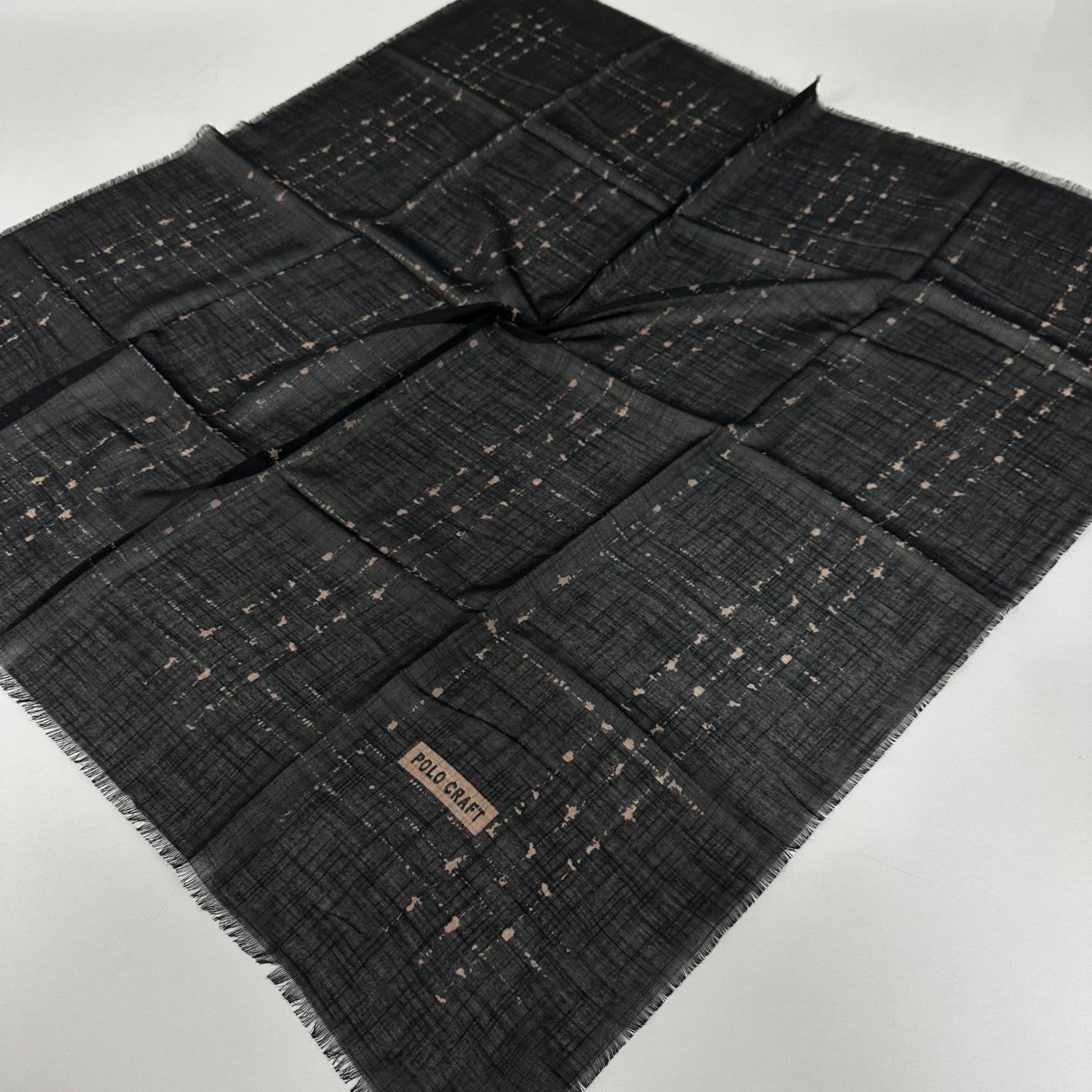 Polo Craft Pamuklu Flamlı Eşarp Siyah Vizyon PFT3205