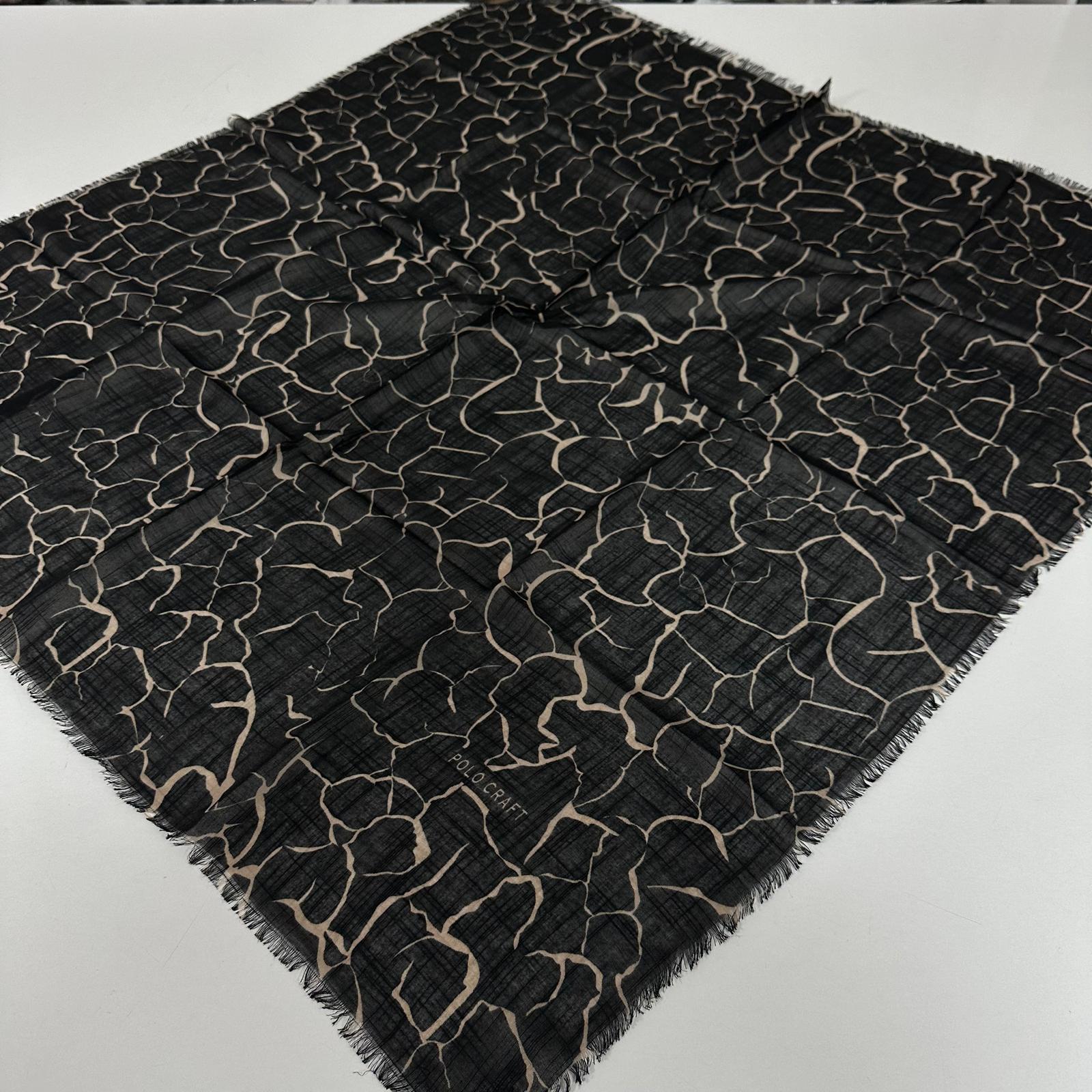 Polo Craft Pamuklu Flamlı Eşarp Siyah Vizyon PFT3220