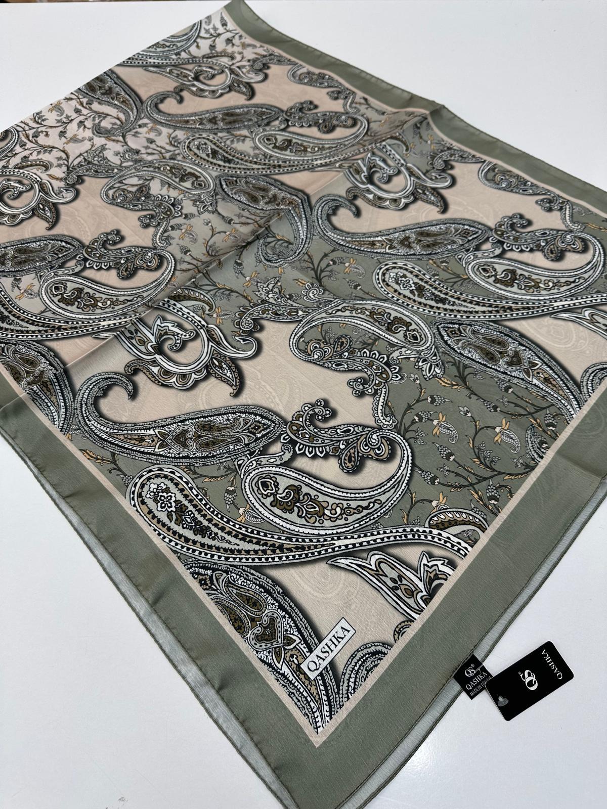 QASHKA Saten İpek Şal Etro Desen LBT0111