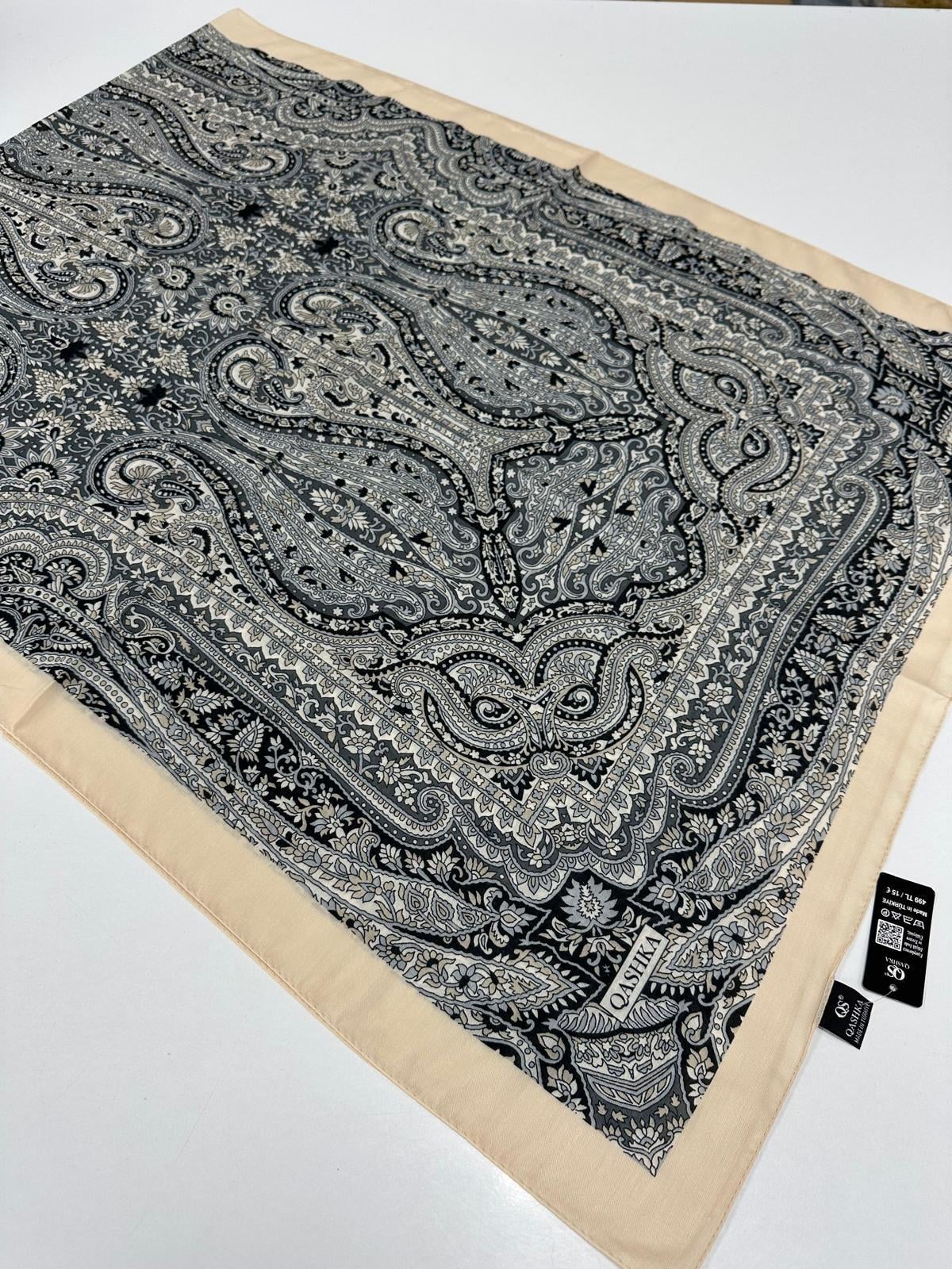 QASHKA Soft Pamuklu Şal Etro Desen LBD0902
