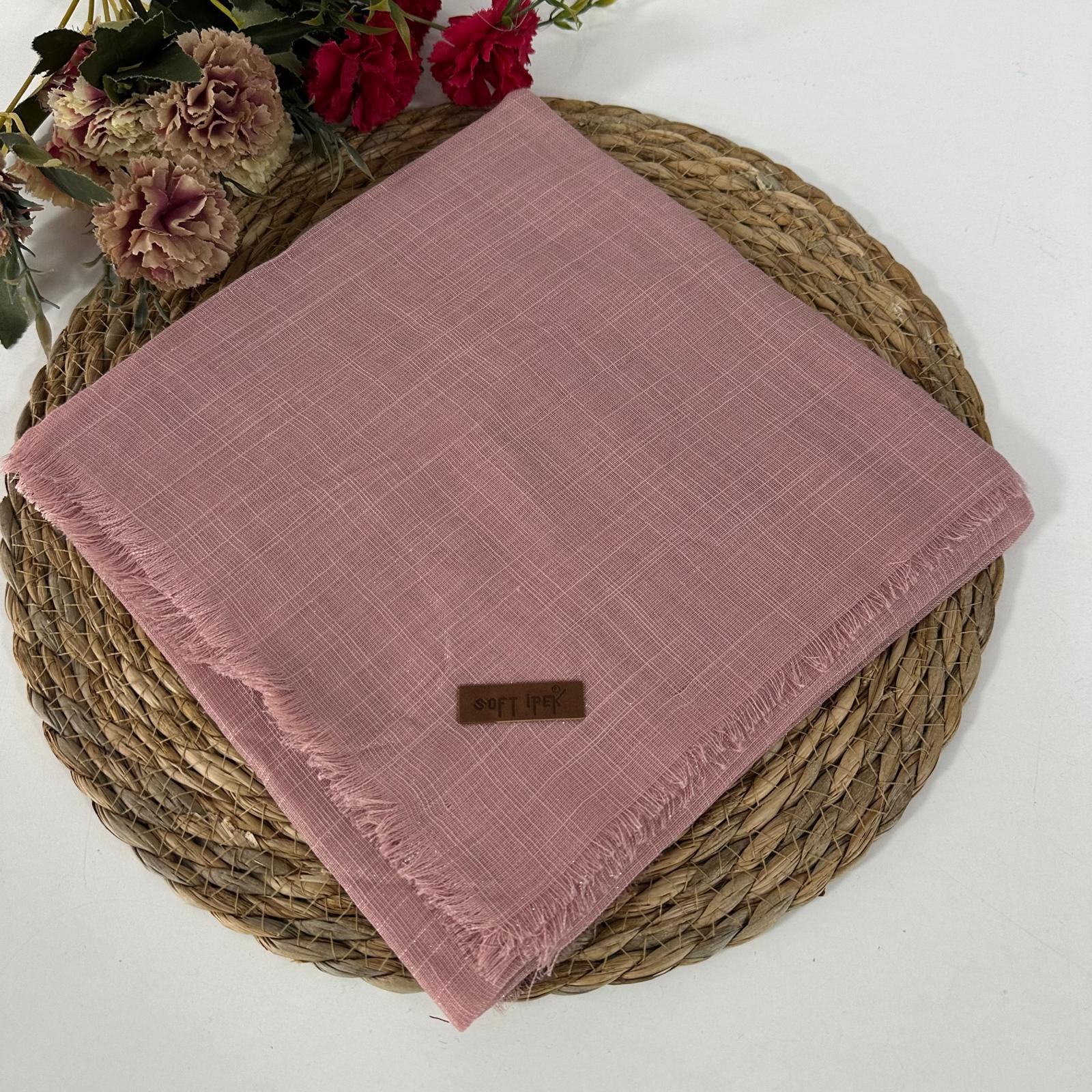Soft İpek Simli Eşarp Soft Pembe SEA09