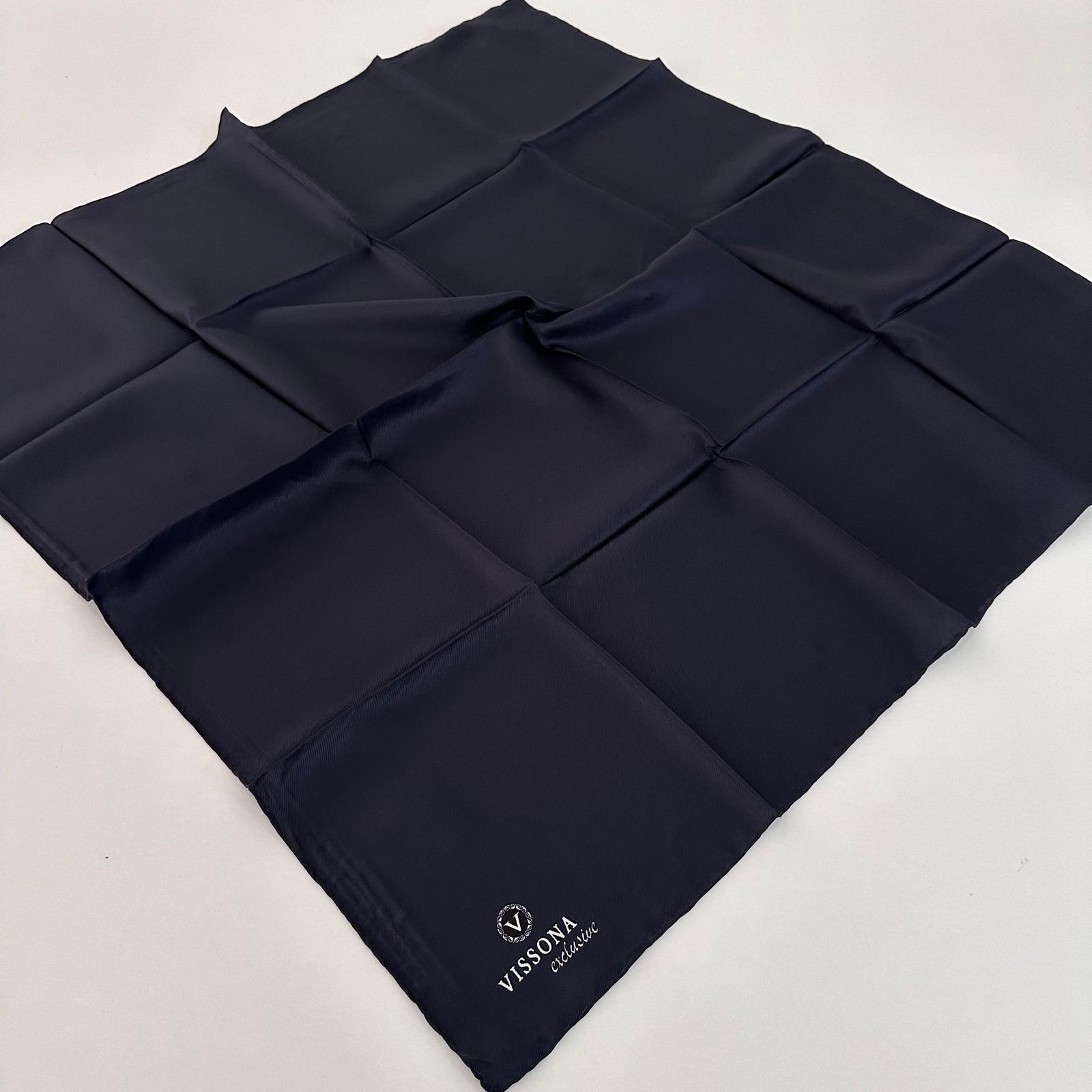 Vissona Exculusive Twill İpek Eşarp Lacivert IPE0202