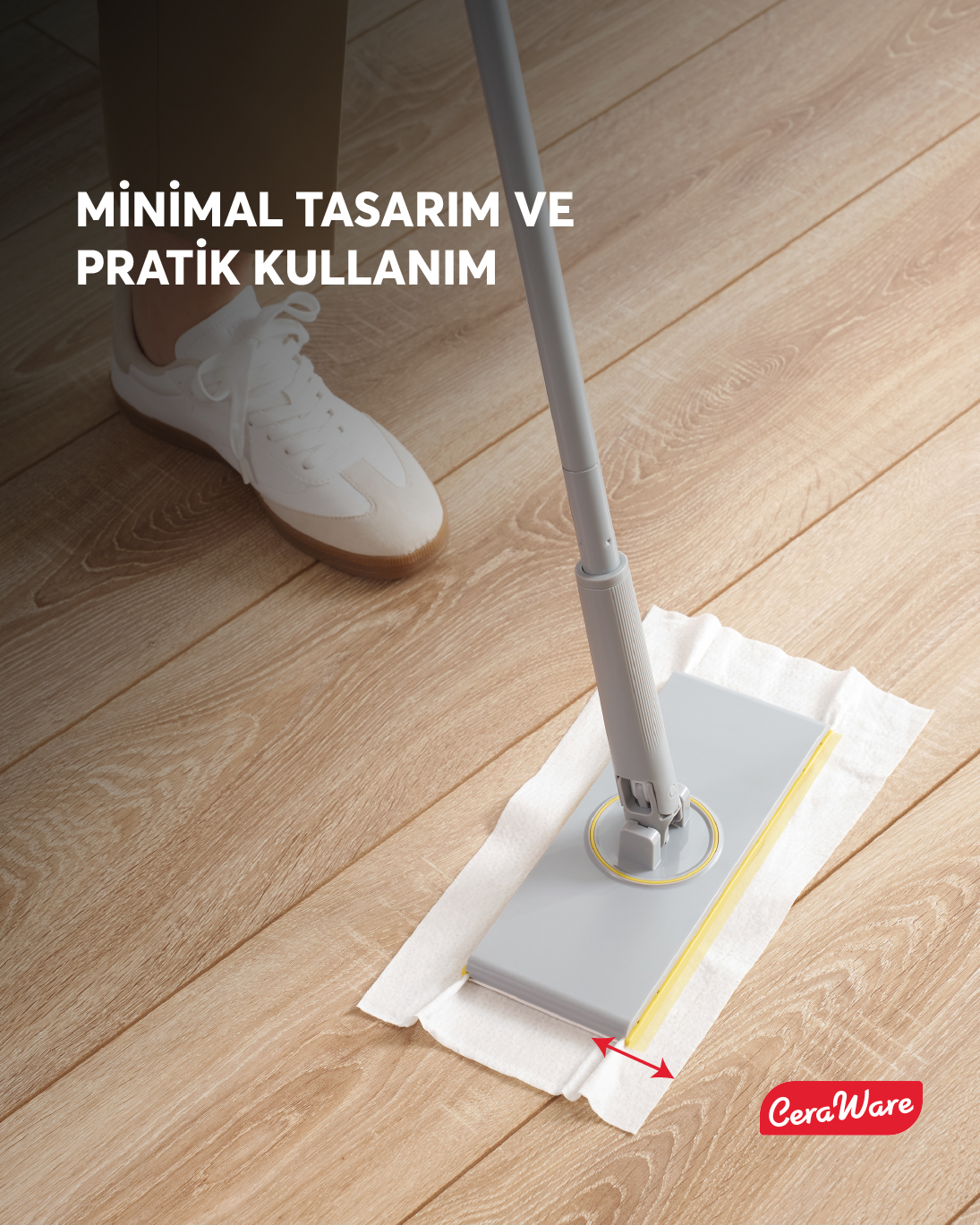 Ceraware Home Care Pratica Click Mop Set El Değmeden Bez Tak Çıkar Kullan At ve Tüm Bezlerle Uyumlu