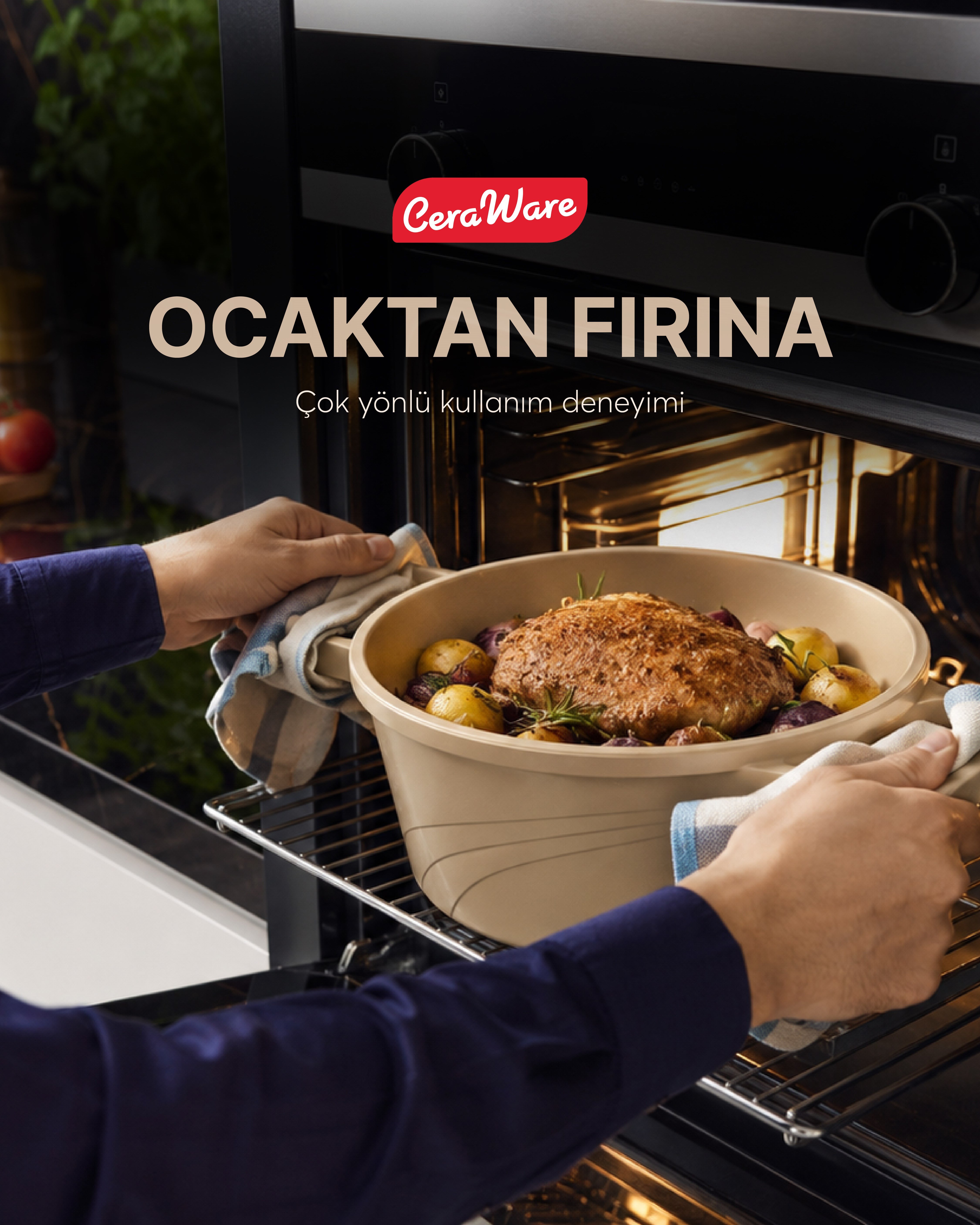 Ceraware Vetta Made in Korea Seramik Yapışmaz Tencere Tava Seti 7 Parça Sağlıklı Dayanıklı Döküm Mutfak Seti Bej