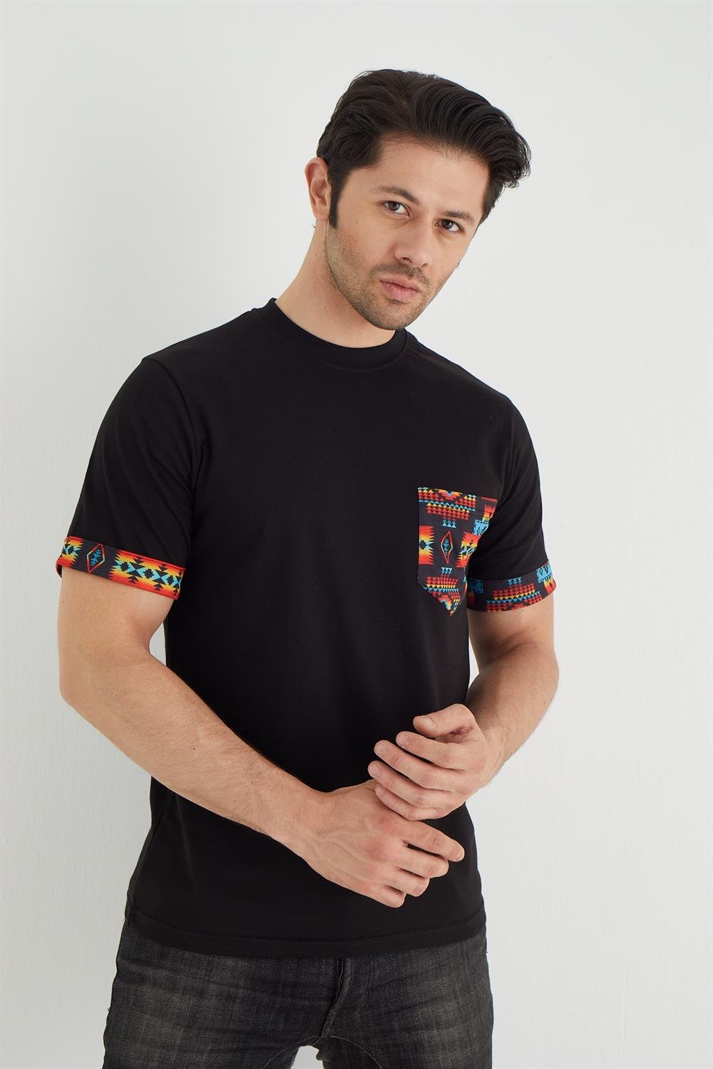 %100 Pamuk normel kalıpla Bisiklet Yaka Kısa Kollu T-shirt 