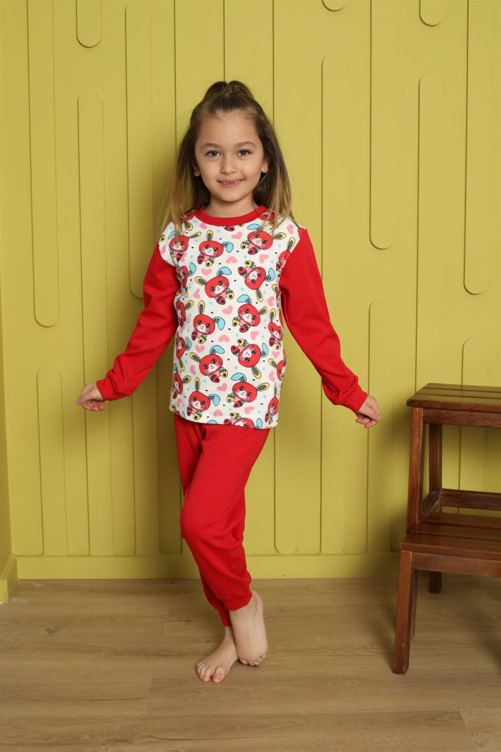 Çocuk desanlı %100 Pamuklu Pijama Takımı
