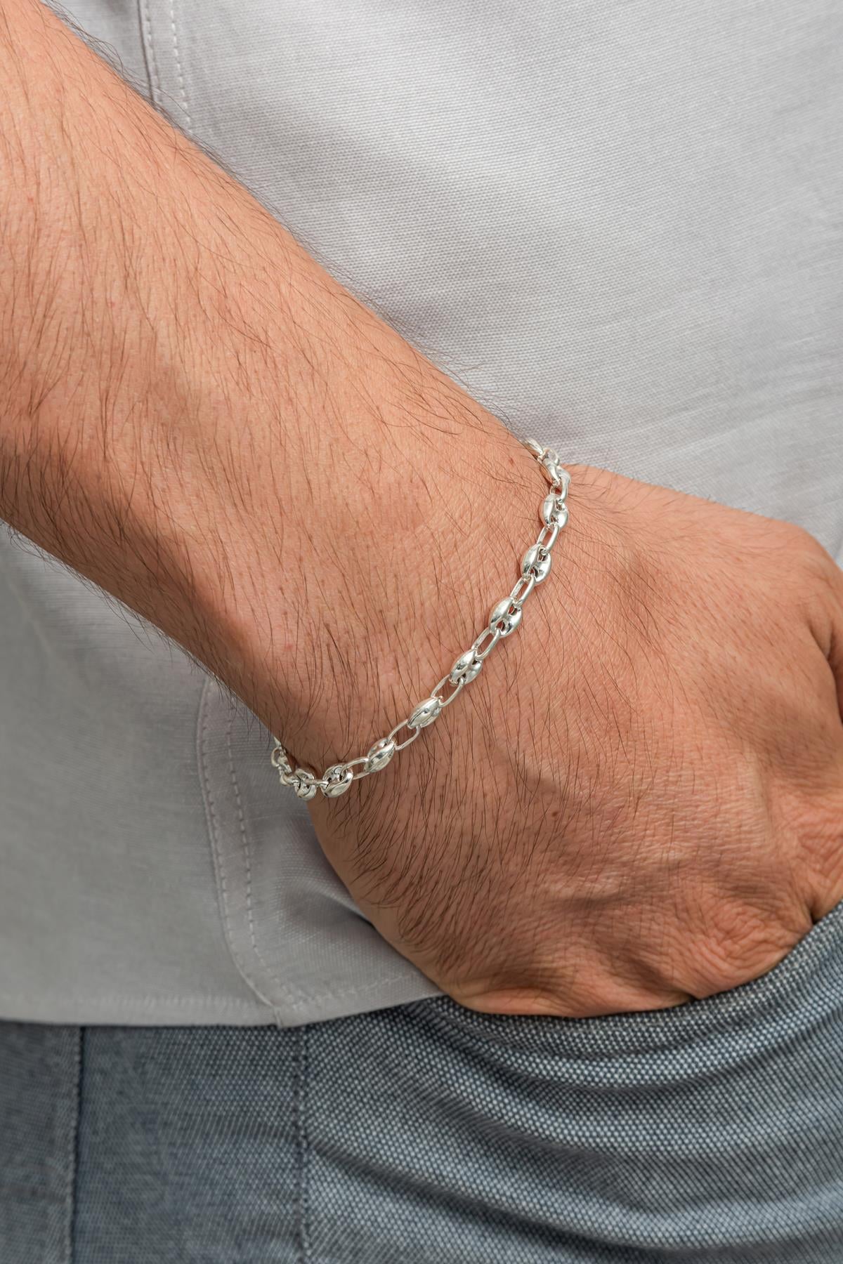 Gemici Halat 925 Ayar Gümüş Erkek Bileklik Künye