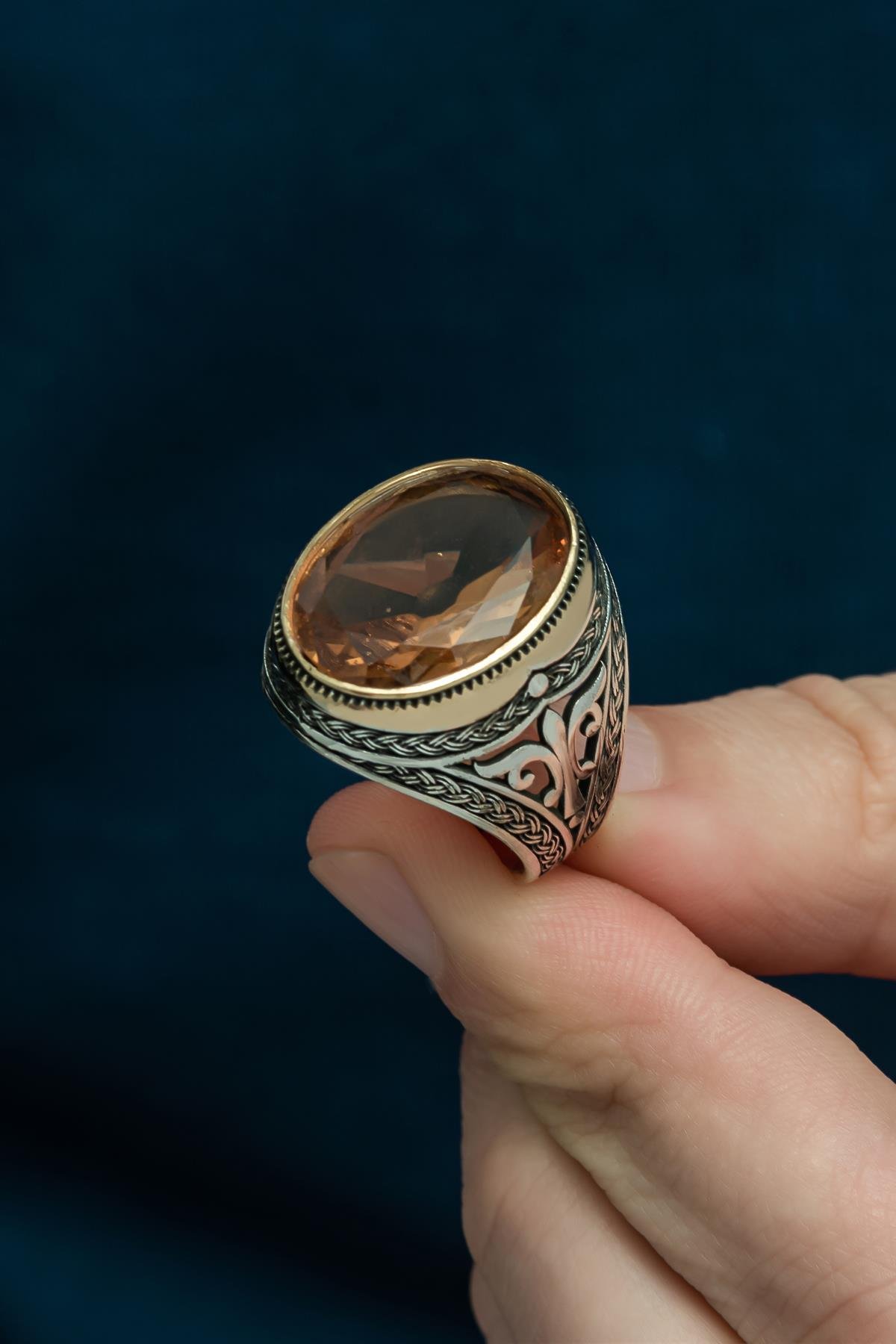 Oval Zultanit Taşlı 925 Gümüş Erkek Yüzük