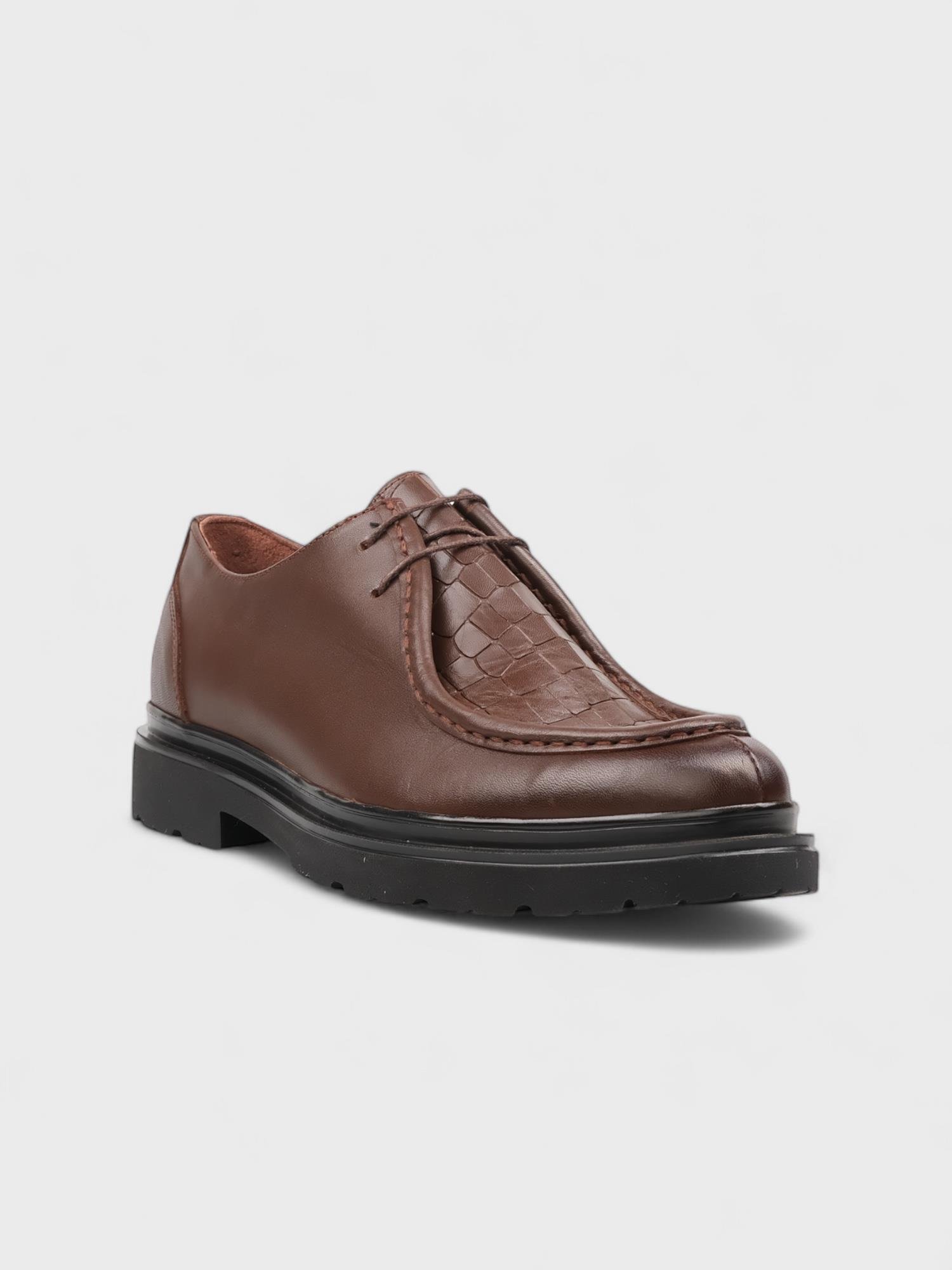 Erkek Kahverengi Deri Günlük Ayakkabı