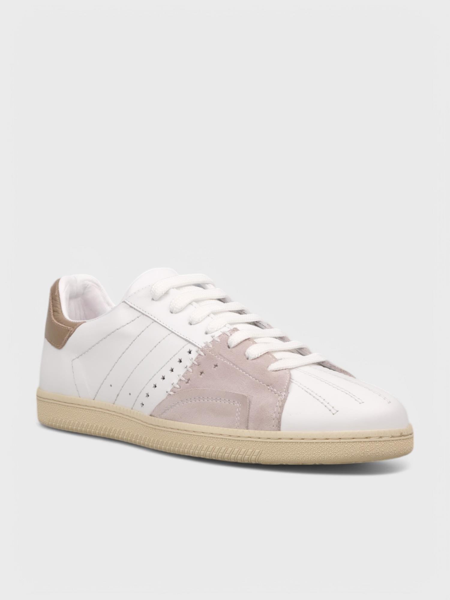 Erkek Spor Ayakkabı - Yazlık (203 1071) - Beyaz-Taş Süet