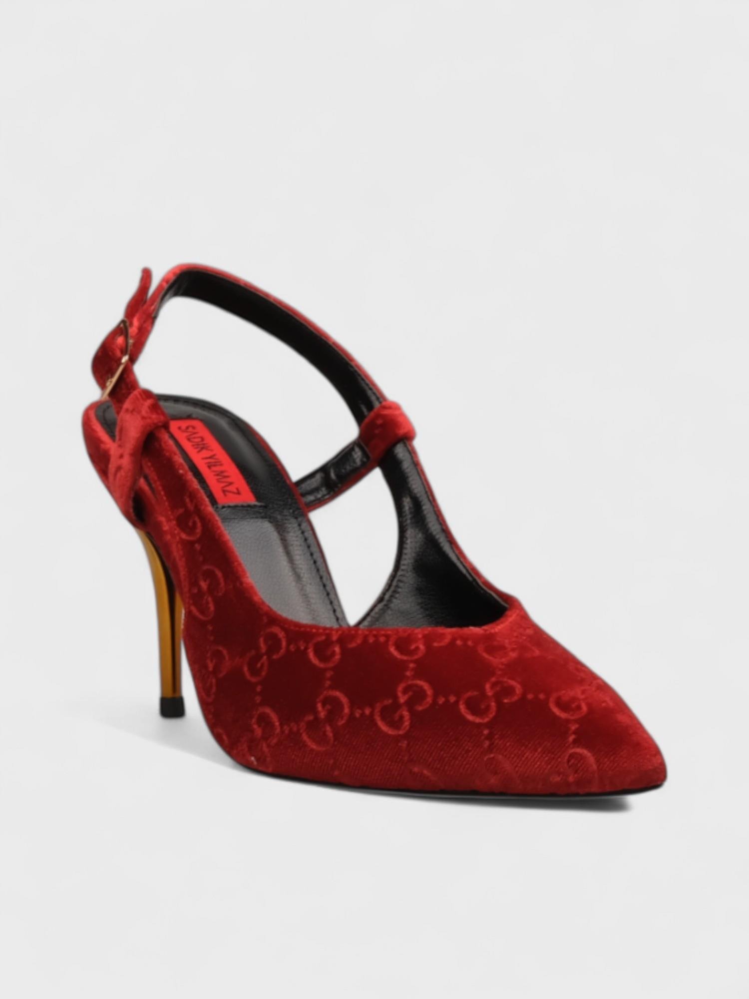 Kadın Açık Topuklu - Yazlık (220 2861) - Bordo Kadife