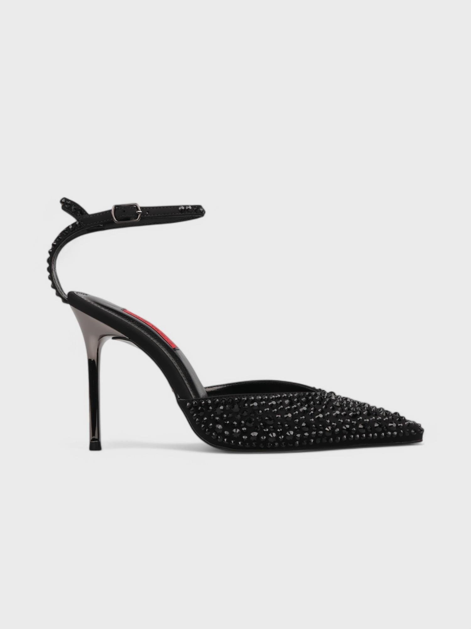 Kadın Açık Topuklu - Yazlık (574 1027) - Siyah Saten