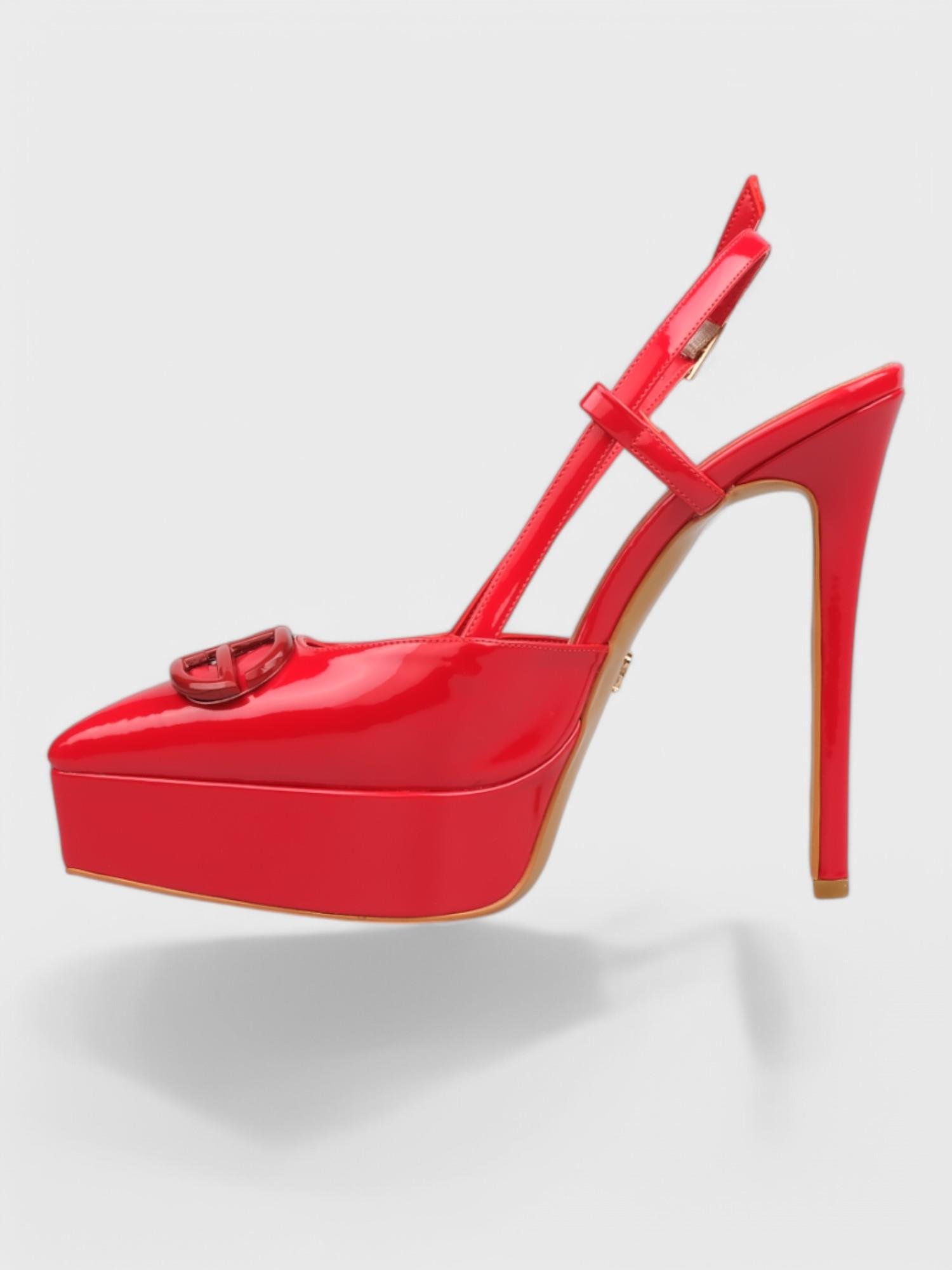 Kadın Açık Topuklu - Yazlık (574 1287) - Kırmızı Rugan