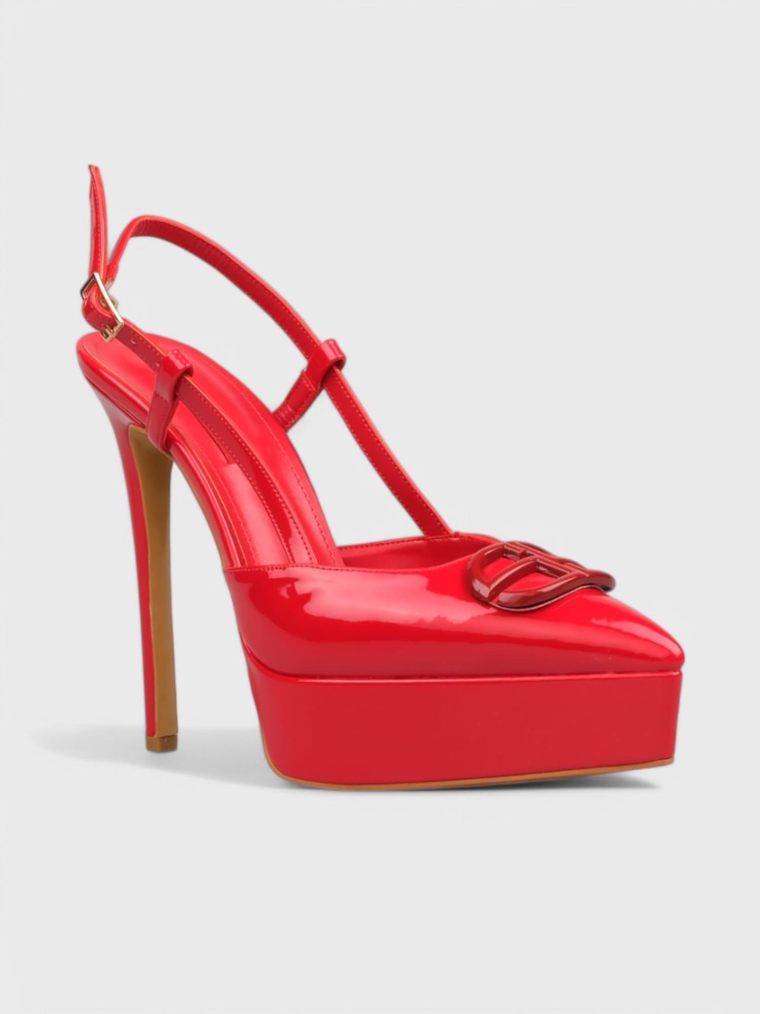 Kadın Açık Topuklu - Yazlık (574 1287) - Kırmızı Rugan