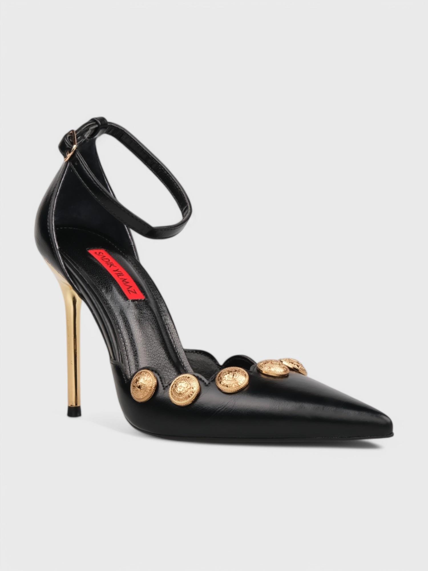 Kadın Açık Topuklu - Yazlık (574 3230) - Siyah Kırışık