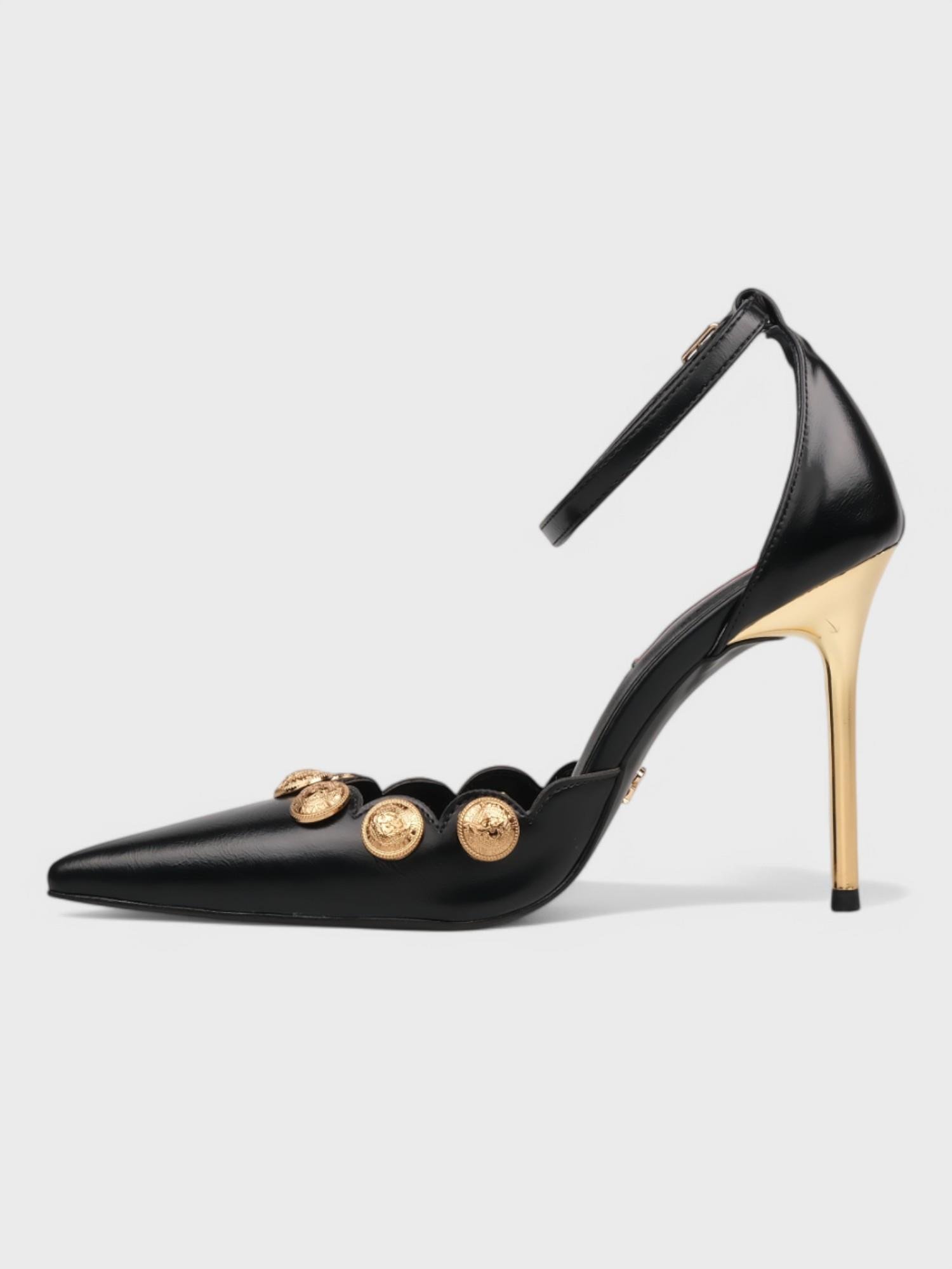 Kadın Açık Topuklu - Yazlık (574 3230) - Siyah Kırışık