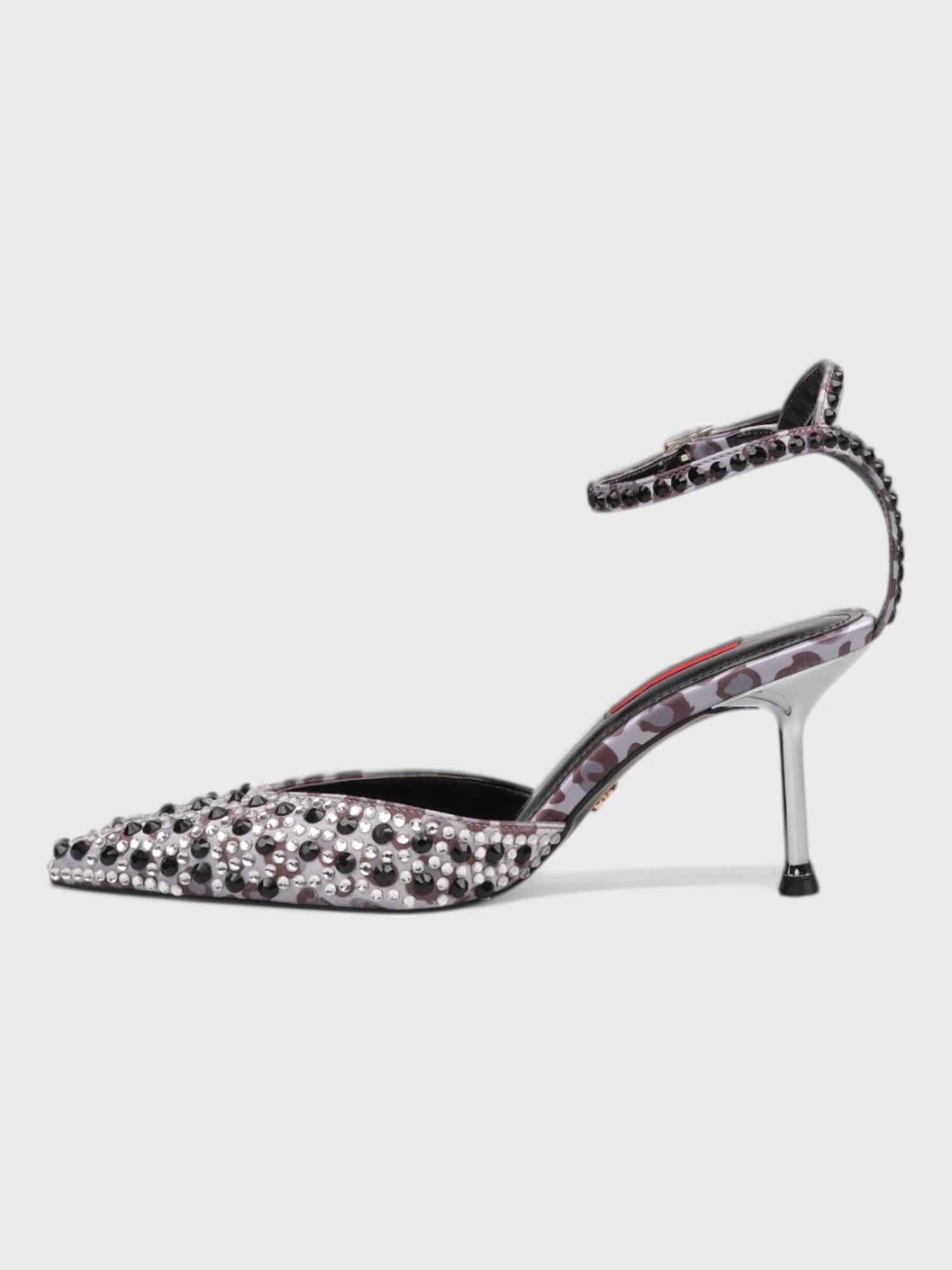 Kadın Açık Topuklu - Yazlık (574 3231) - Gri Leopar Saten