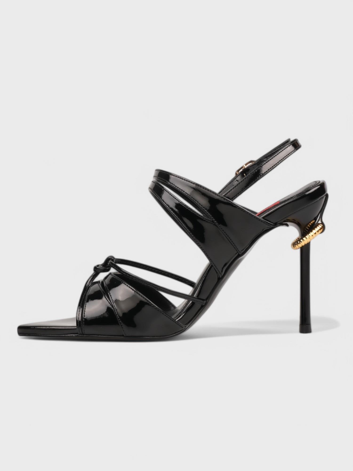 Kadın Açık Topuklu - Yazlık (574 5663) - Siyah Rugan