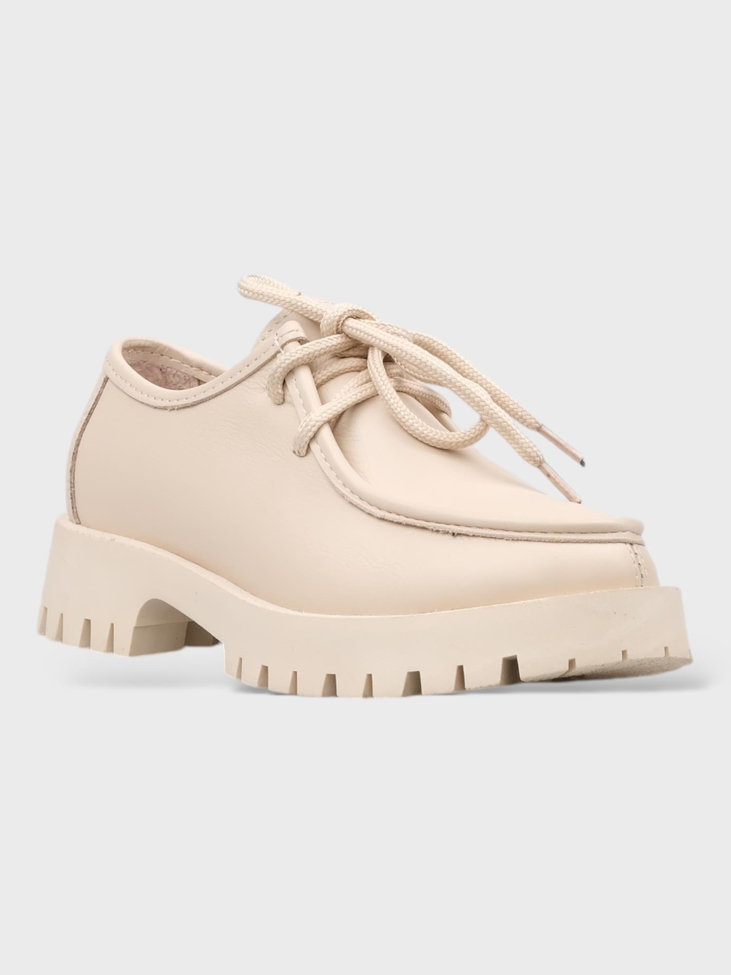 Kadın Bej Deri Loafer Ayakkabı