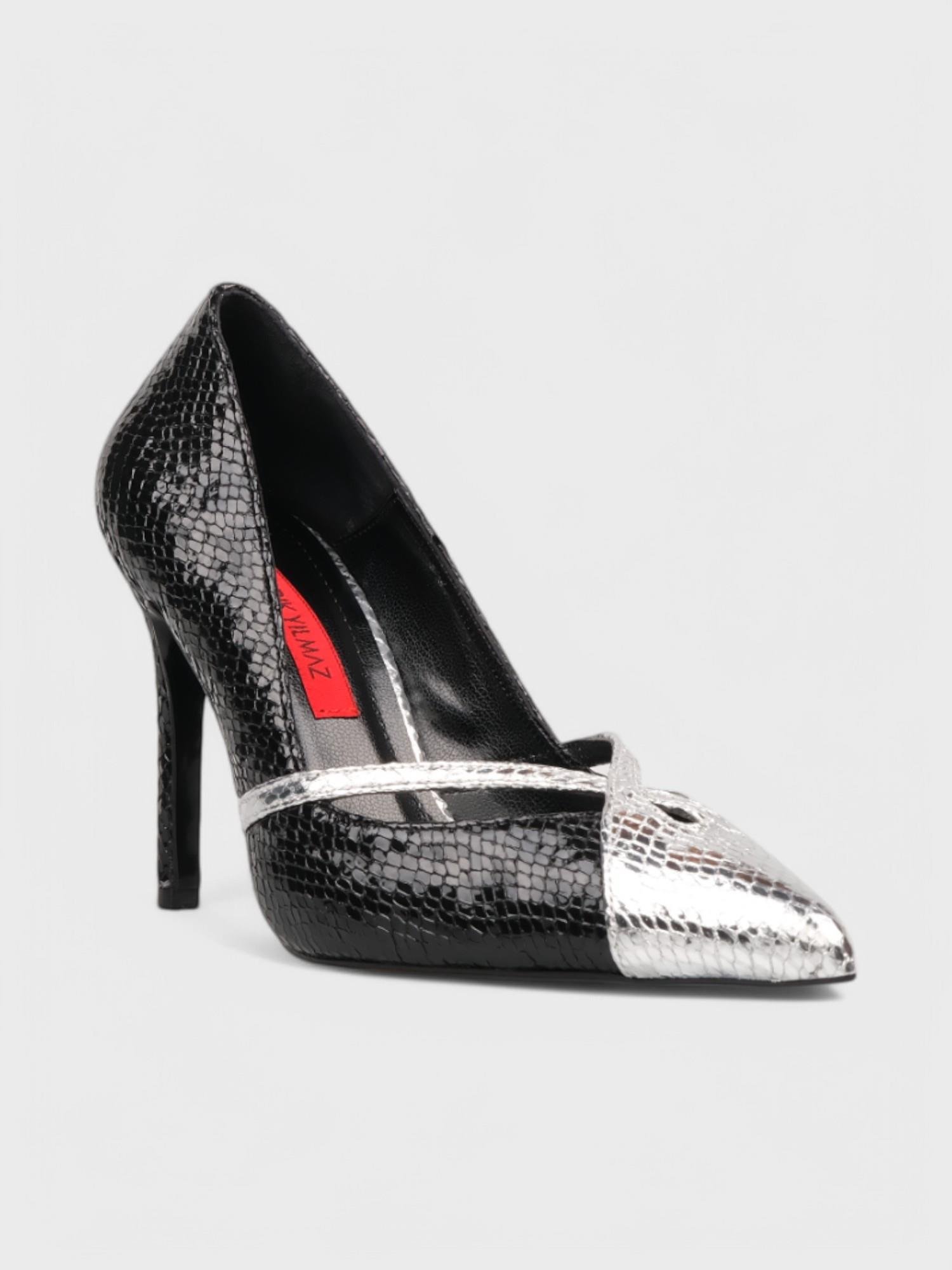 Kadın Kapalı Topuklu - Yazlık (574 5620) - Siyah Yılan Rugan