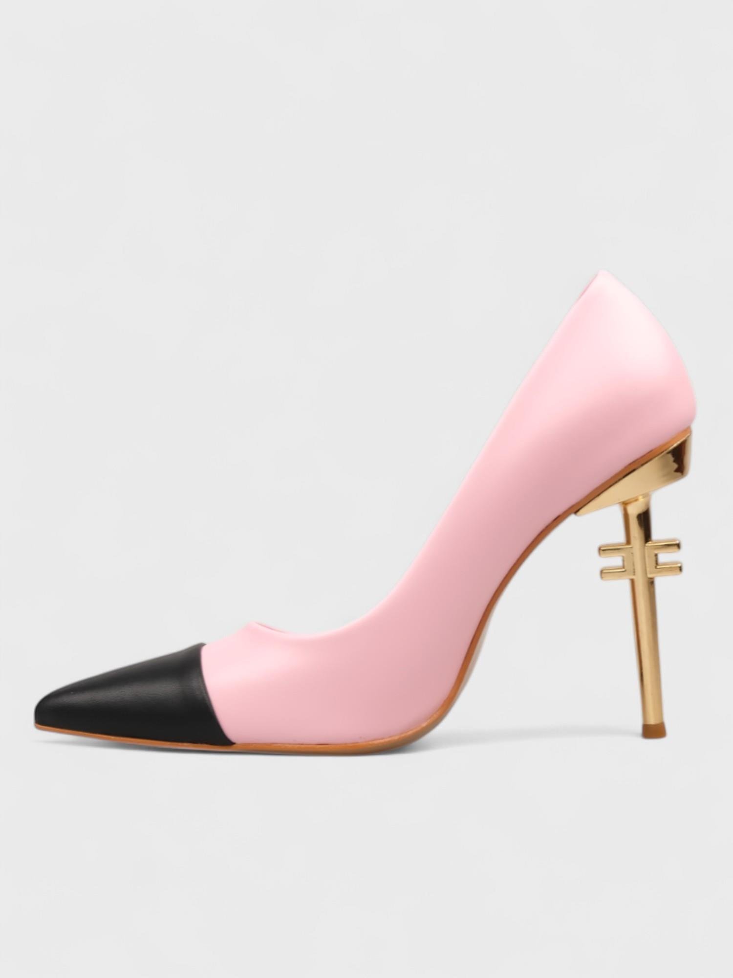 Kadın Kapalı Topuklu - Yazlık (574 5665) - Pembe-Siyah