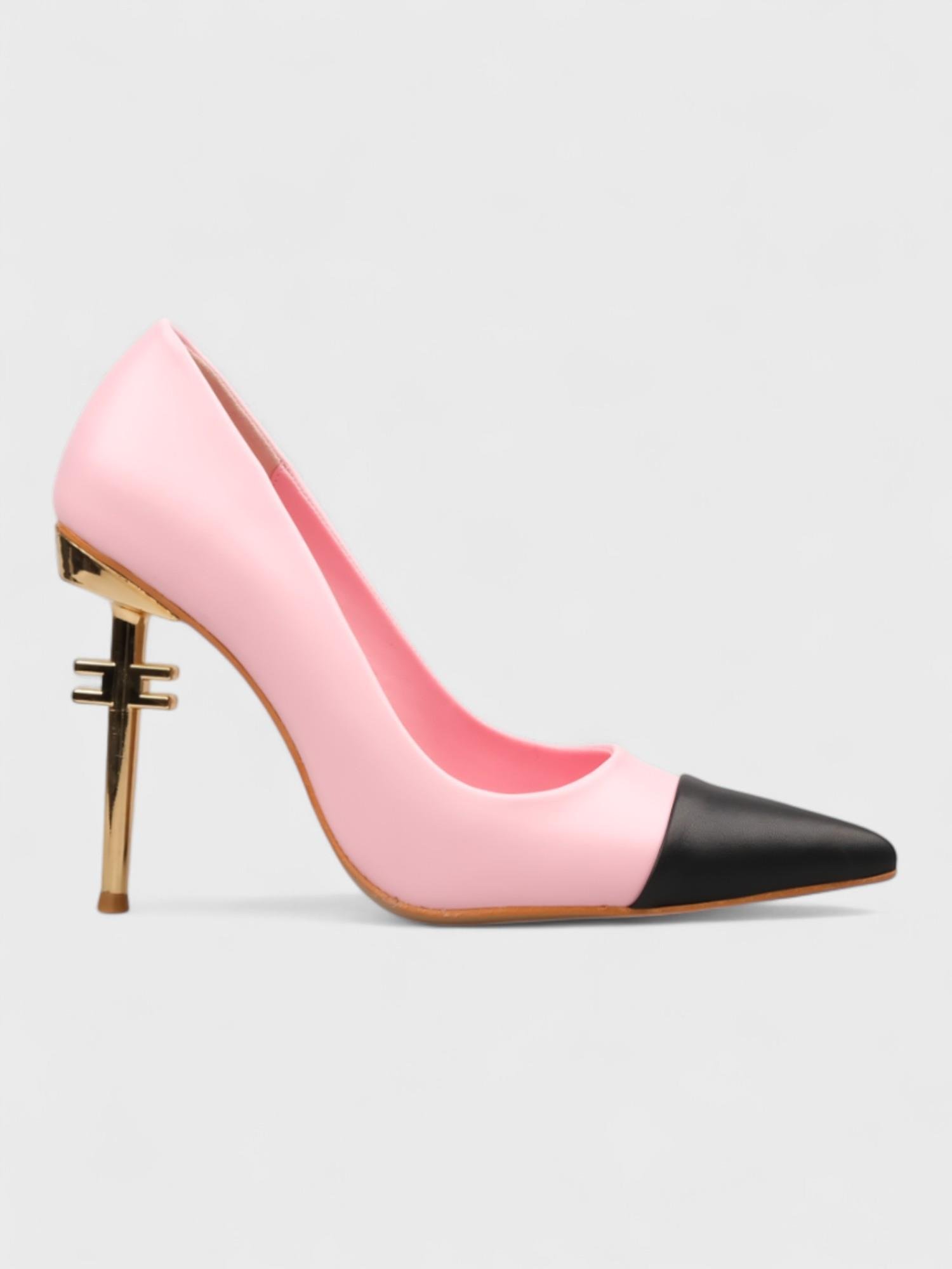 Kadın Kapalı Topuklu - Yazlık (574 5665) - Pembe-Siyah