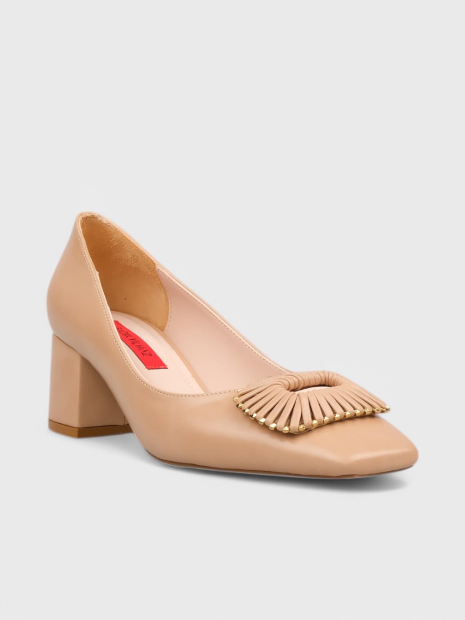 Kadın Kapalı Topuklu - Yazlık (574 574-25) - Bej Kırışık