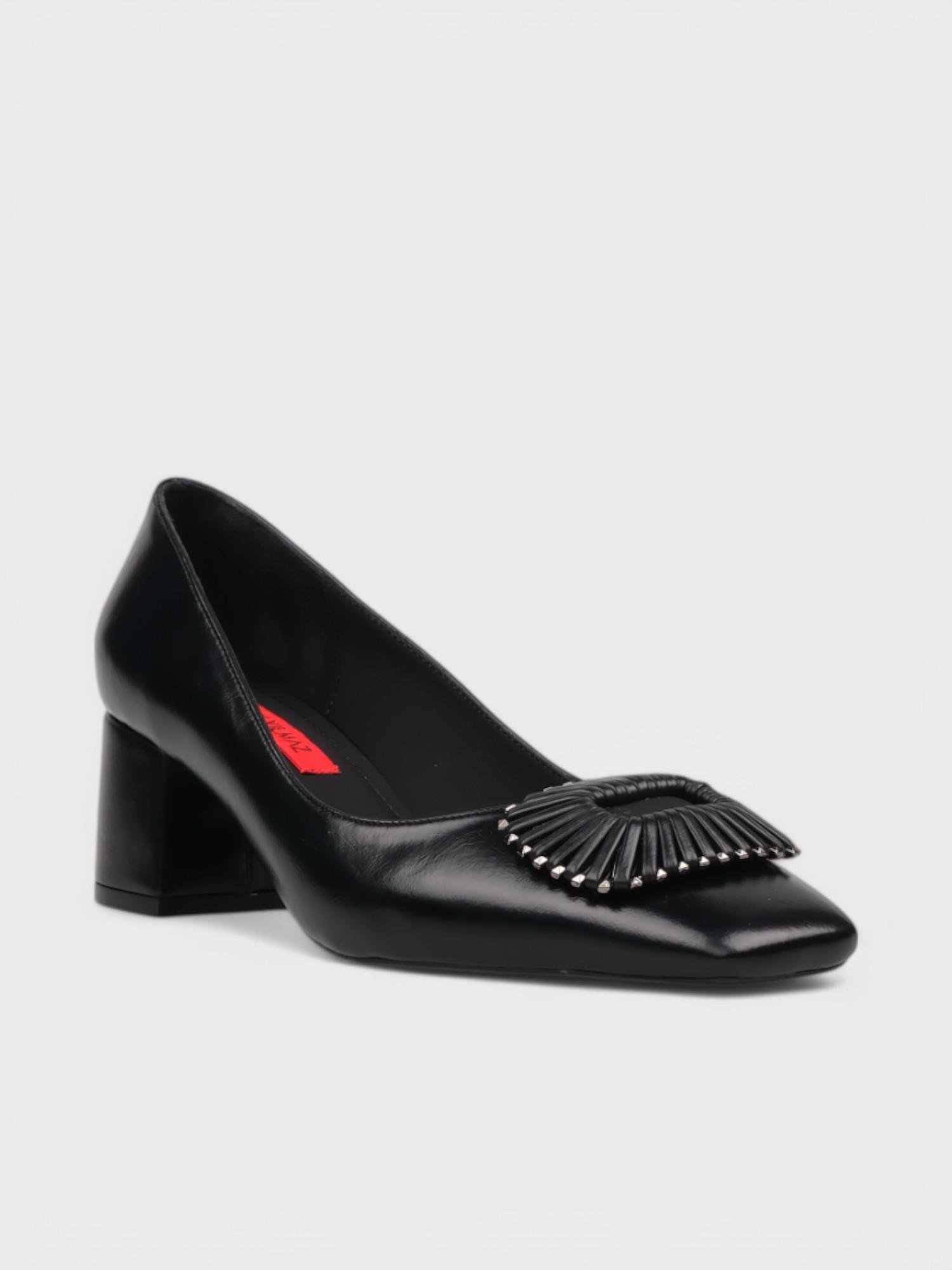 Kadın Kapalı Topuklu - Yazlık (574 574-25) - Siyah Kırışık