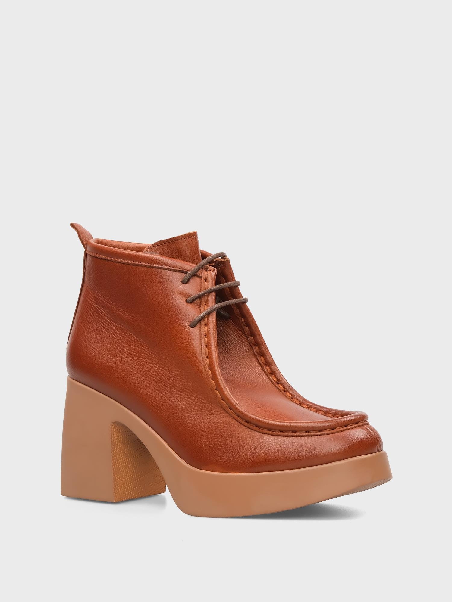 Kadın Taba Deri Topuklu Bot